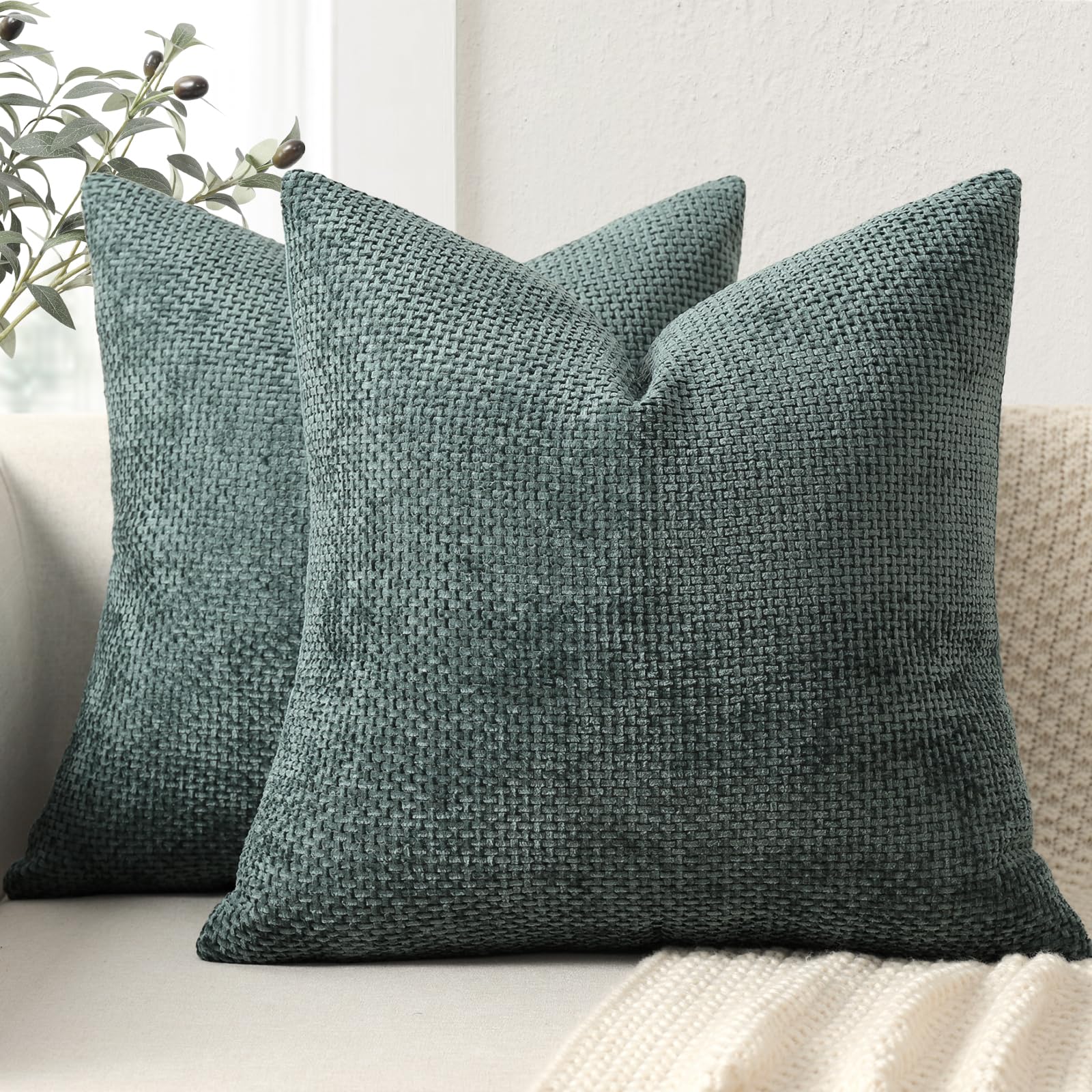 ZWJD Kissenbezug 2er Set Chenille Kissenbezüge Sofakissen Kissenhüllen Dekokissen Weiche Sofakissenbezug für Couch, Bett und Wohnzimmer Heimdekoration Luxus Zierkissenbezüge
