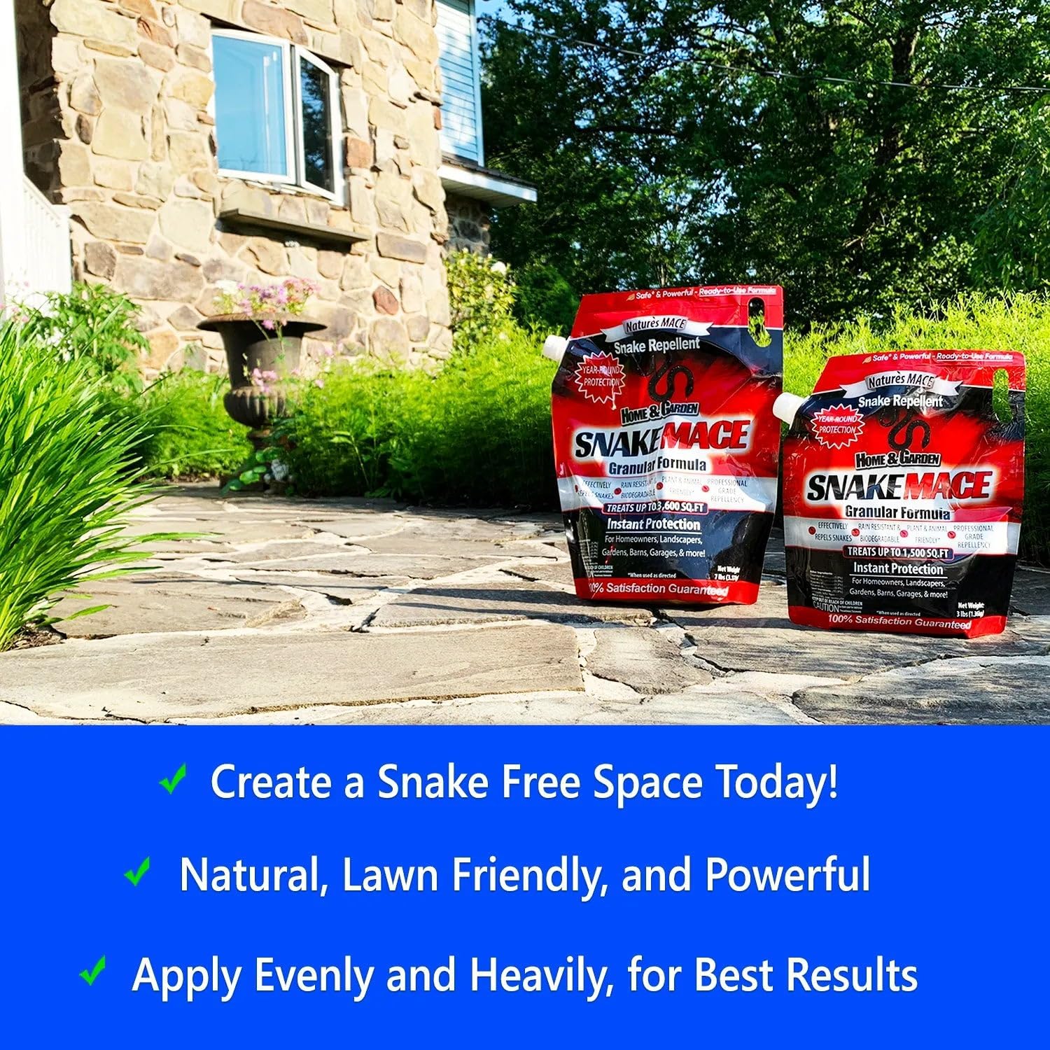 Nature’s Mace Snake Mace, Snake Repellent Granules for Yard, Outdoor Use, Keep Away Reptiles, Home, Garden, Granular Deterrent, Plant Friendly, Pet Safe, Fast Acting, 48 Ounce (Pack of 1)