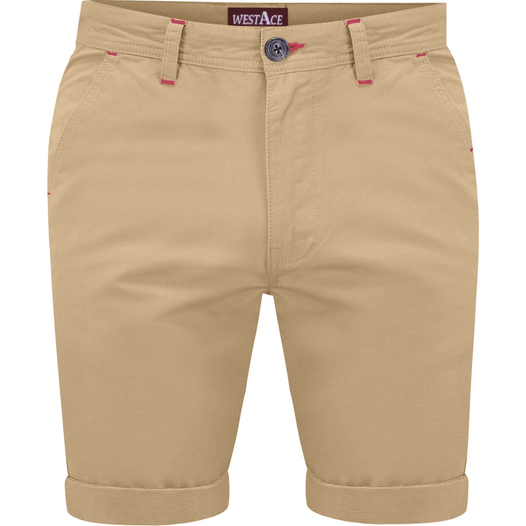 WJL WHISPERING JONES LONDON Mens Spandex Soft Cotton Slim Fit Chino Shorts Stretch Elastane Premium Size 30-42, Beige - IYI, 34W