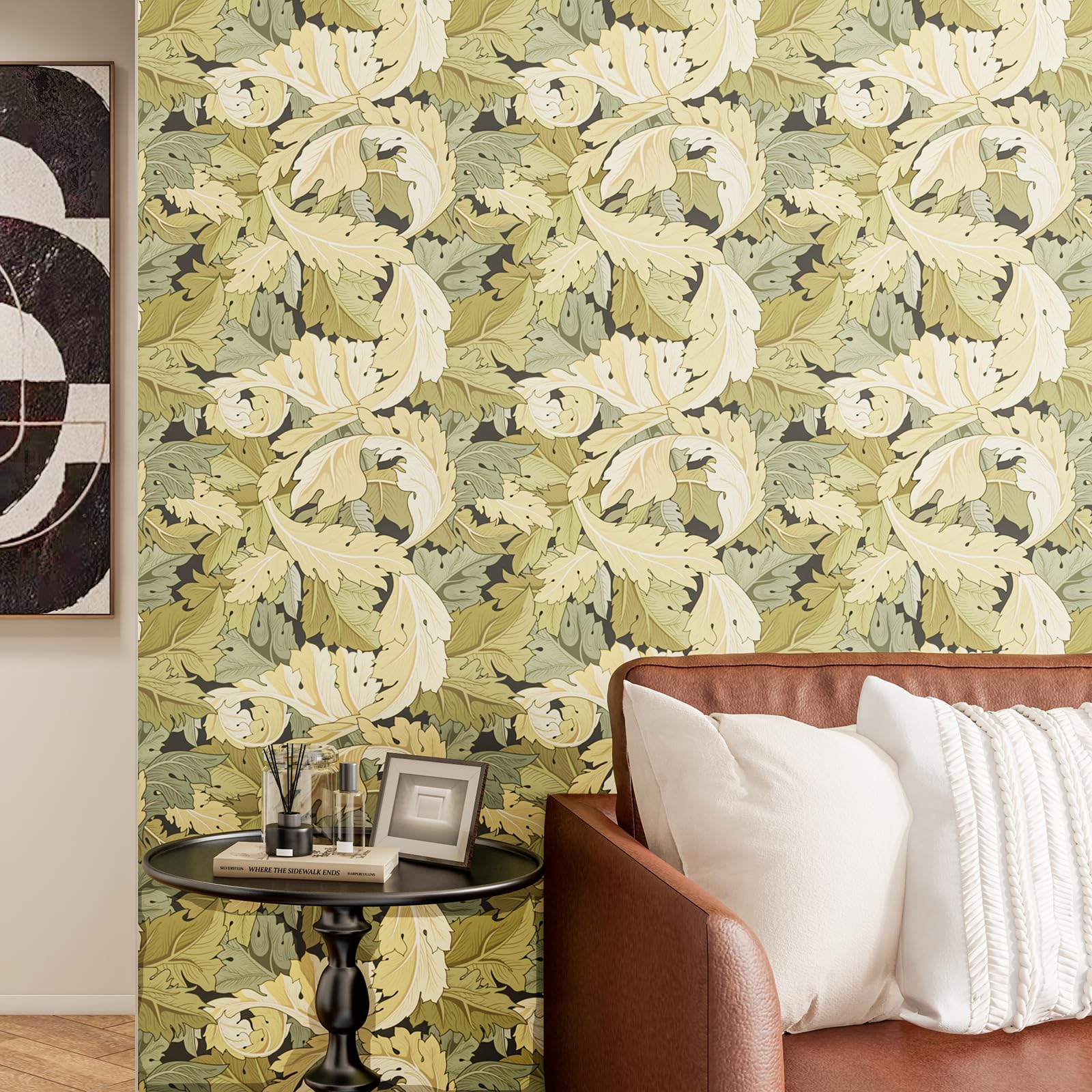 Simon&Siff Vintage Floral Peel And Stick Wallpaper - Removable Yellow/Green Wall Mural For Bedroom, Bathroom, Home, Kitchen Decor By William Morris - View #5