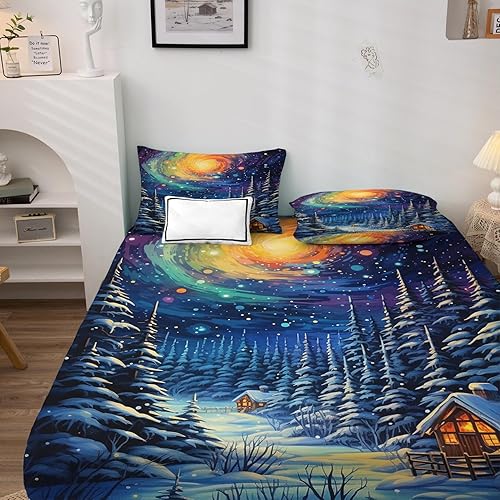 Vista 23 de Forest Sheets Juego de sábanas tamaño King, sábanas de microfibra suave y bolsillo profundo, sábanas y fundas de almohada estampadas sin arrugas, 4