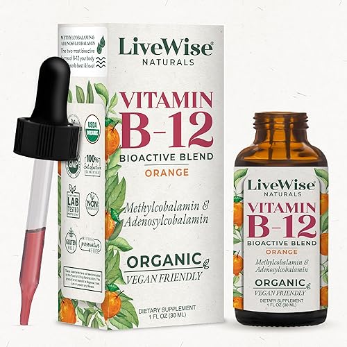 Líquido B12 Vitamina Sublingual – Vitamina Líquida Totalmente Natural Vegana B12 Gotas – Suplemento de adenosilcobalamina sin OMG y metilcobalamina