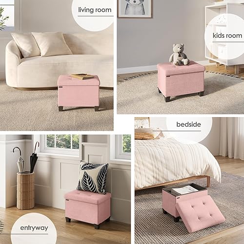 Miniatura 418 de Otomana plegable para dormitorio o sala de estar, con contenedores de almacenamiento, reposapiés para el extremo de la cama, soporta hasta 660 lb,