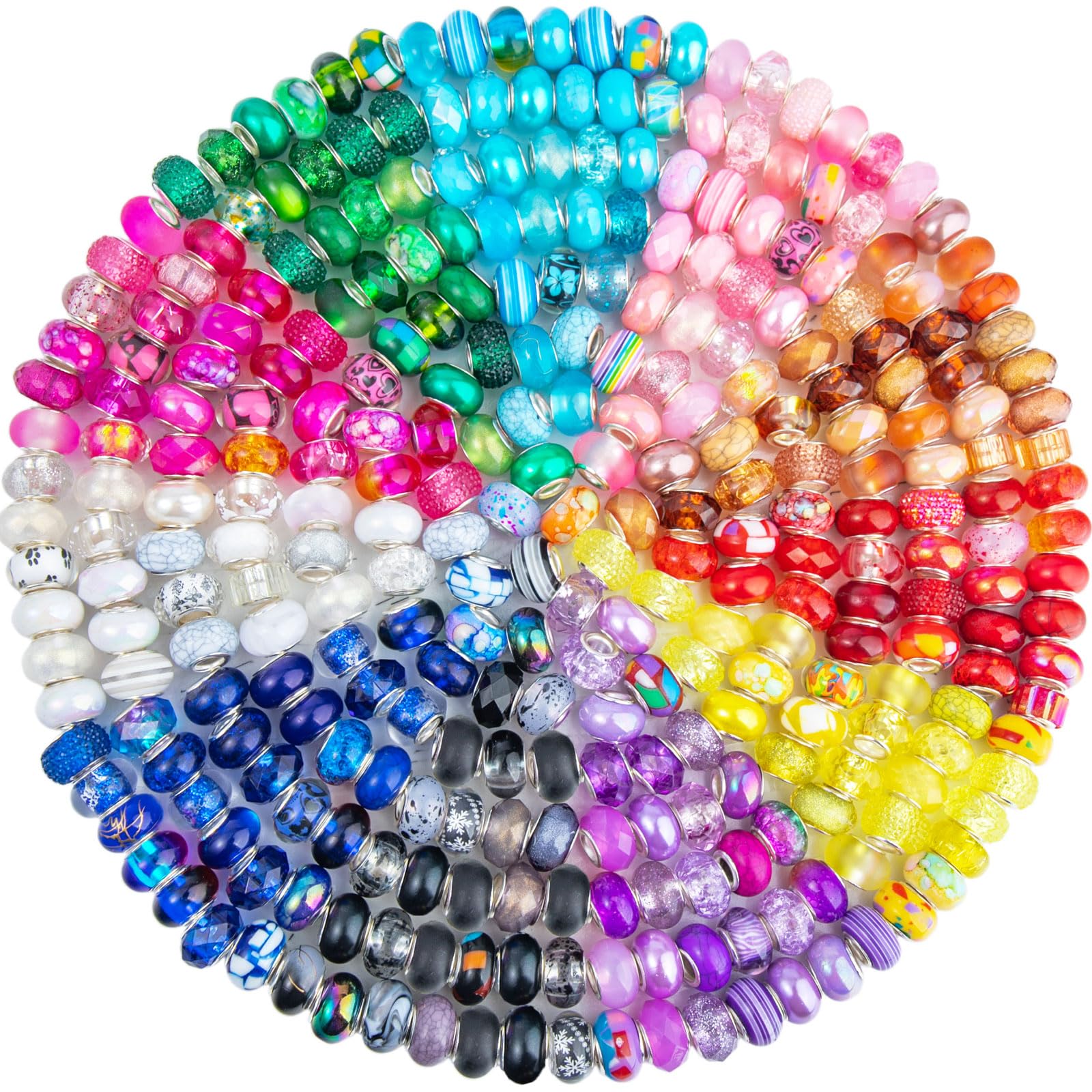 Zyehxed 220 Pcs European Large Hole Spacer Beads