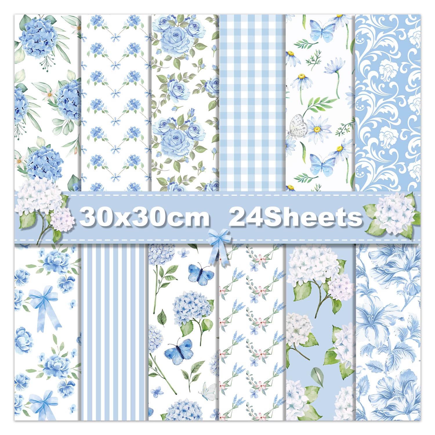 Hydrangea Floral Scrapbook Paper - 24 Sheets -1 Hydrangea Floral Scrapbook Paper - 24 Sheets -1