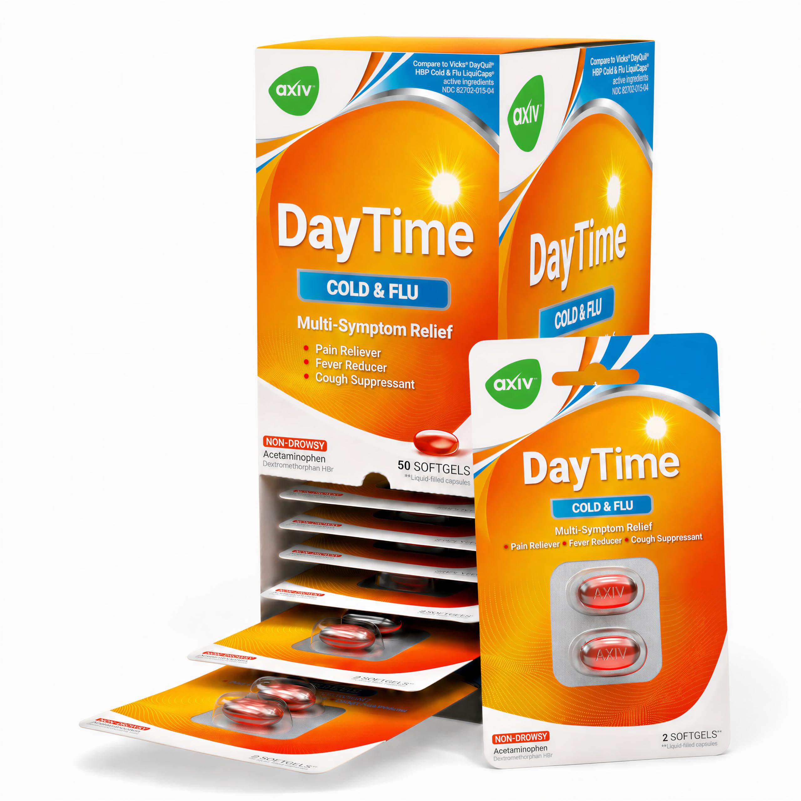 AXIV Daytime Multi-Symptom Cold and Flu Relief Softgels