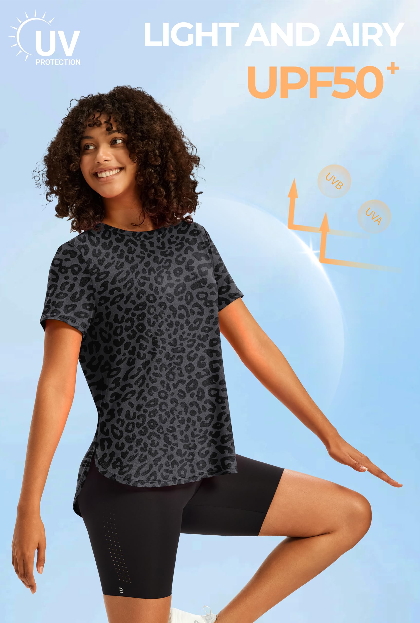 NIASHOT Workout Tops for Women Activewear Short Sleeve Shirts Gym Clothes Pilates Running Yoga Tops UPF 50+ Quick Dry — view 4