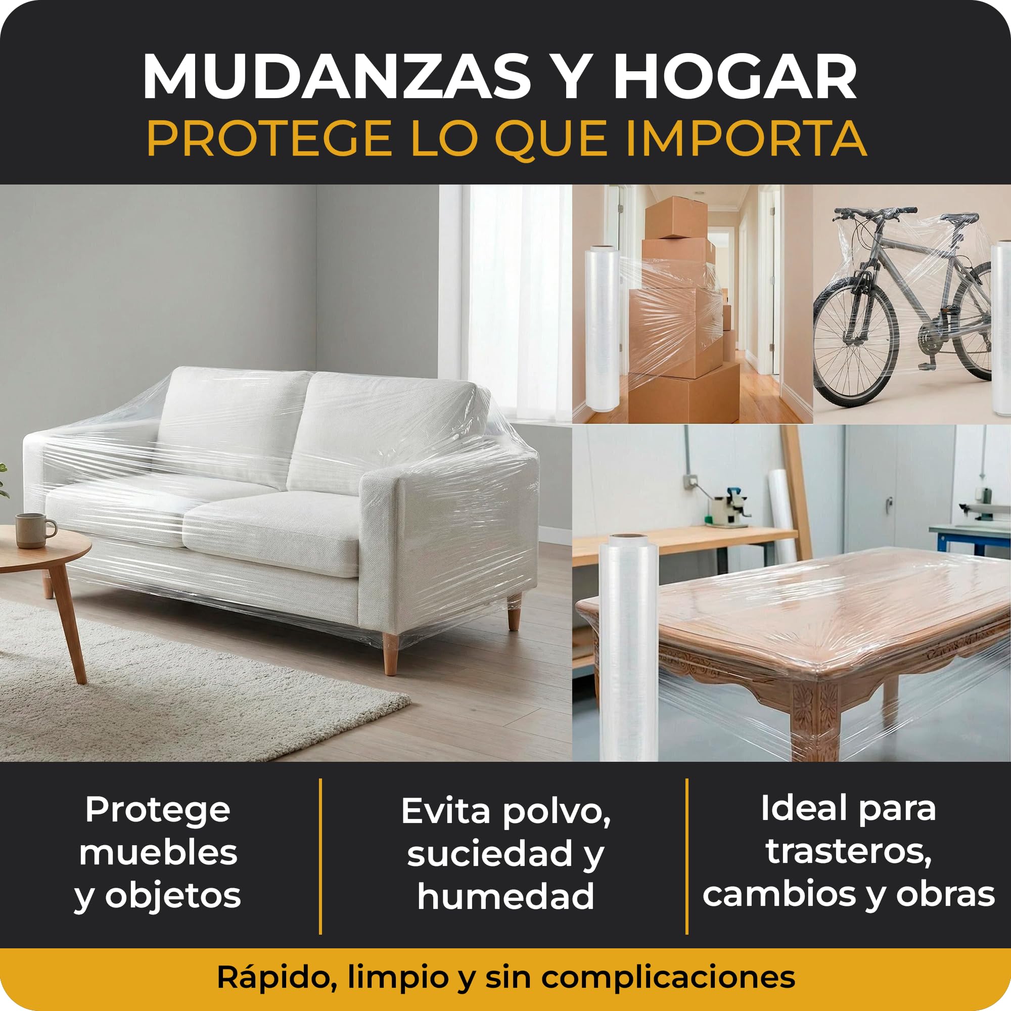 6 x Film Estirable Transparente 25 Micras 50 cm x 2 Kg | Coreless System con Hasta un 20% Más Film Útil | Film para Paletizar Palets, Profesional, Mudanzas, Almacén y Logística | Cia&Co (Pack de 6)