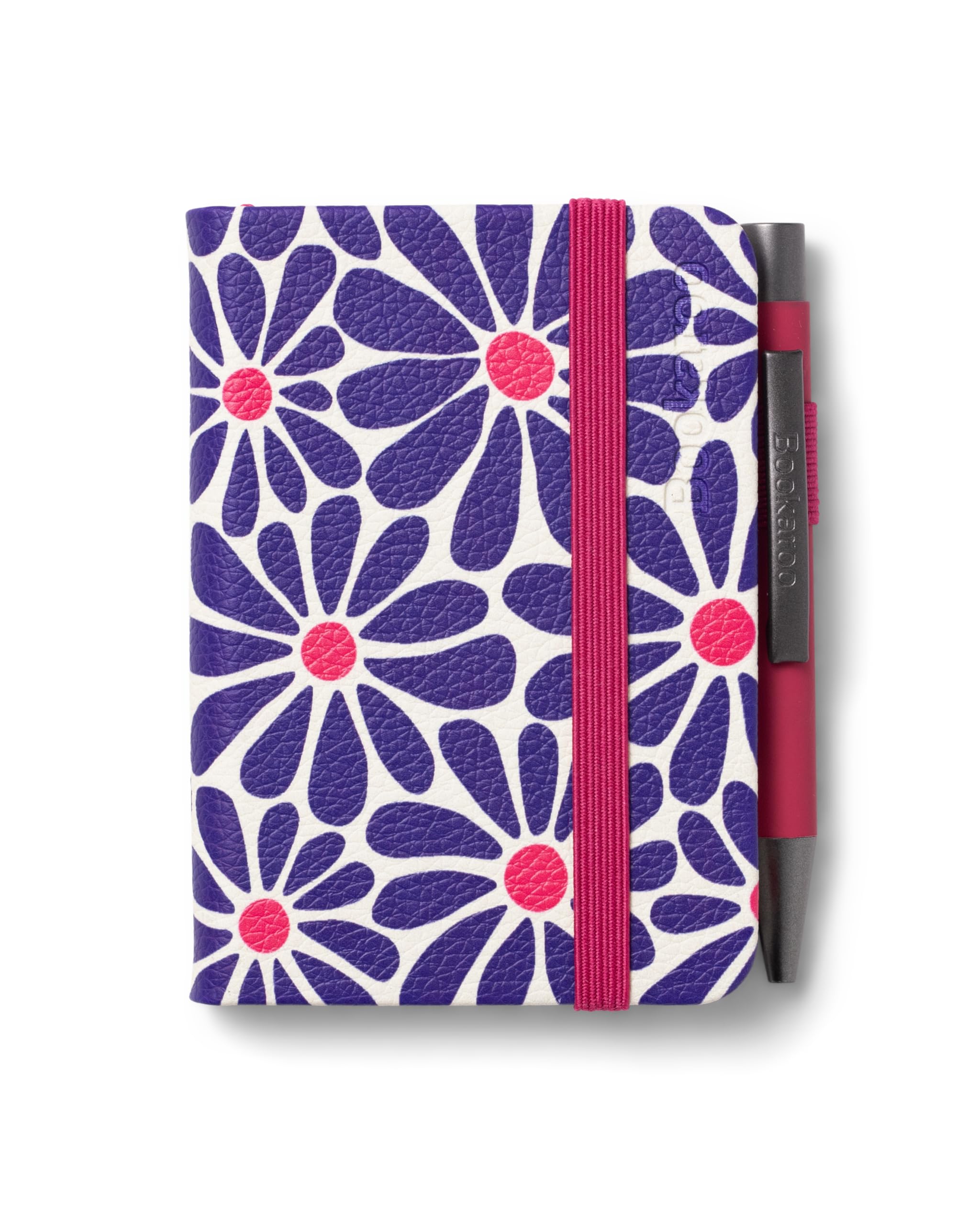 IF Bookaroo Notebook - A7 Pocket and Handbag size Notebook plus Black Ballpoint Pen, 192 pages - Pink & Purple - Daisy