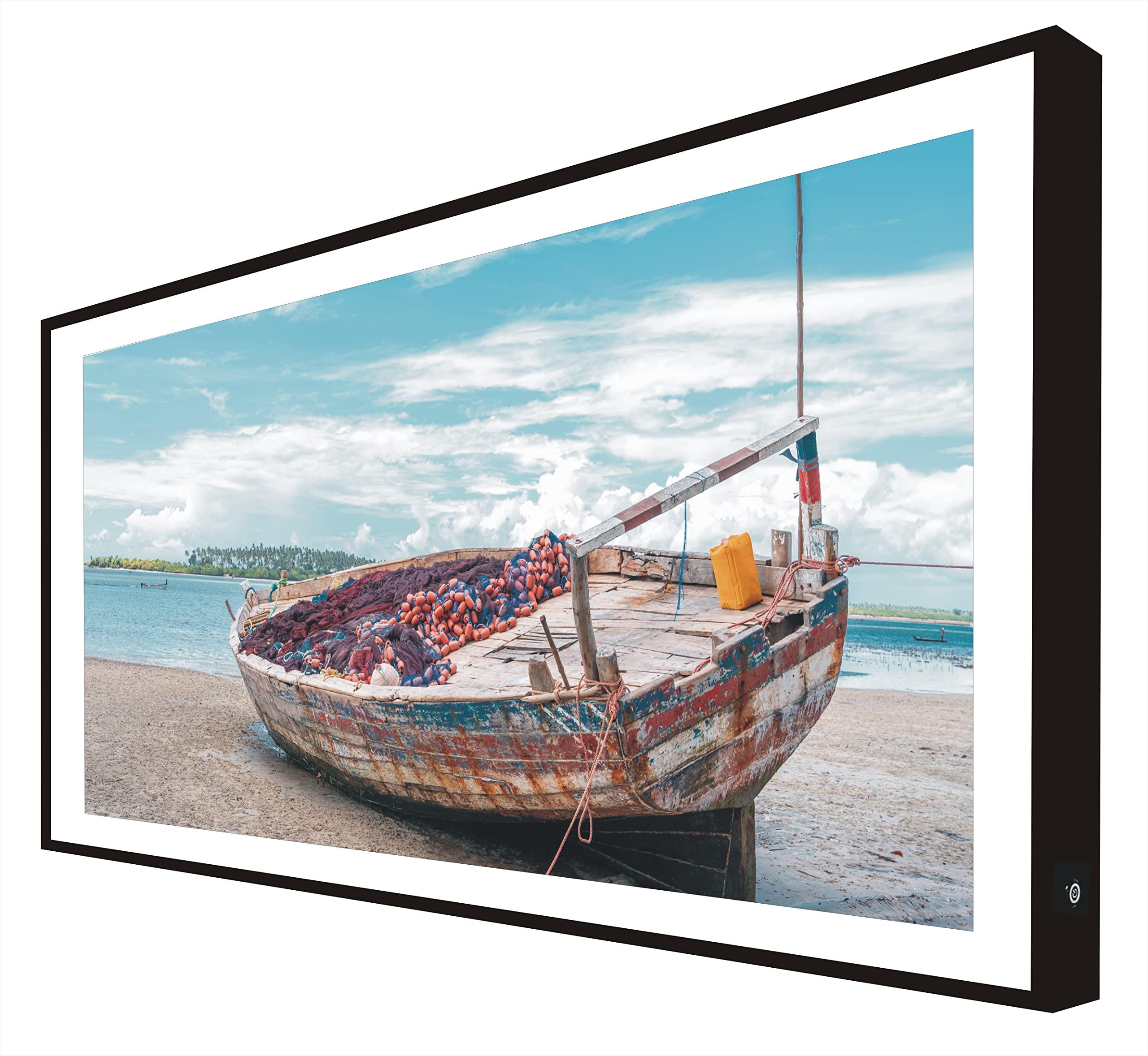 Quadro Retroilluminato LED Con Cornice Legno - Immagine Mare Per Ambiente - Foto 7