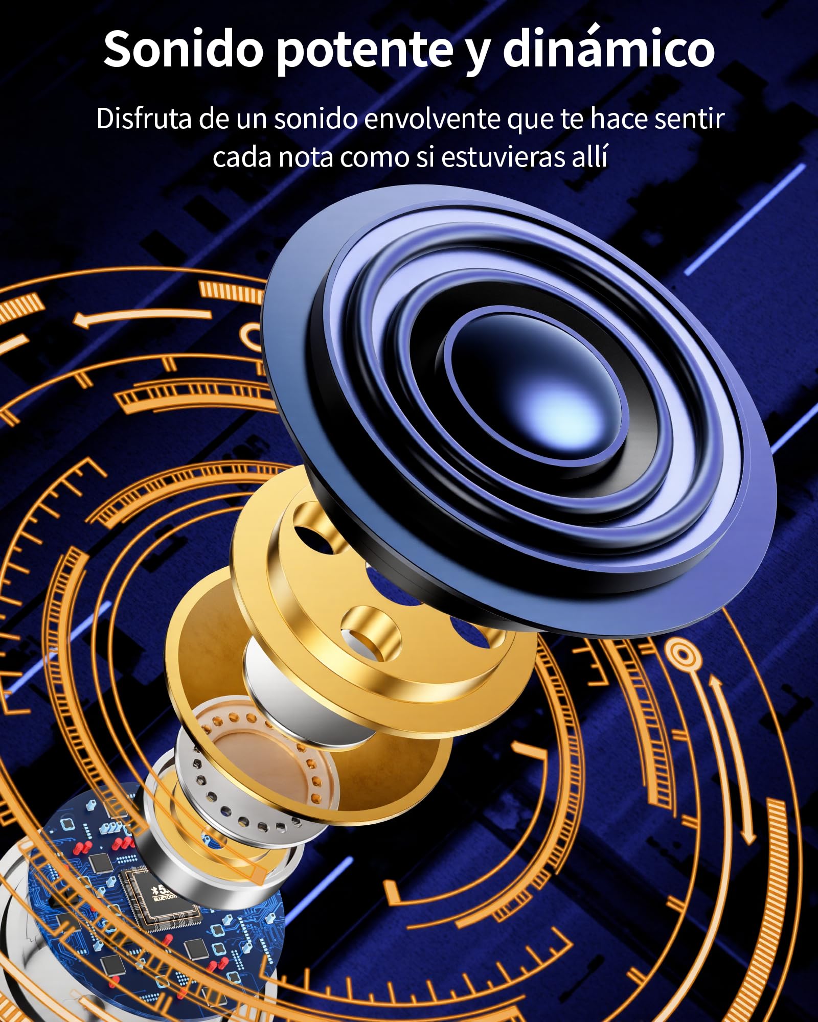 Auriculares Inalámbricos Bluetooth Deportivos 5.3 , 80h Autonomía, Doble Pantalla LED Batería, IPX7 Resistentes, Micrófono Integrado, Controles Físicos, Auriculares para Correr con Gancho de Oreja — view 4