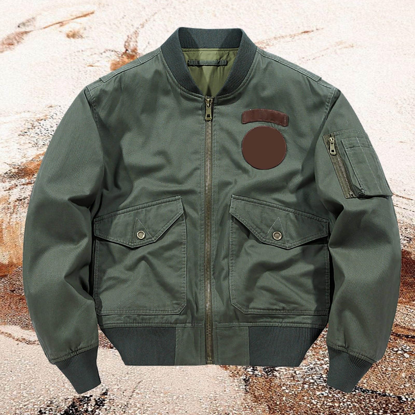 Bomber da uomo, capispalla con zip frontale, tasca sulle maniche e polsini a costine, giacca primaverile e autunnale per pendolari e abbigliamento per il fine settimana, abbigliamento quotidiano