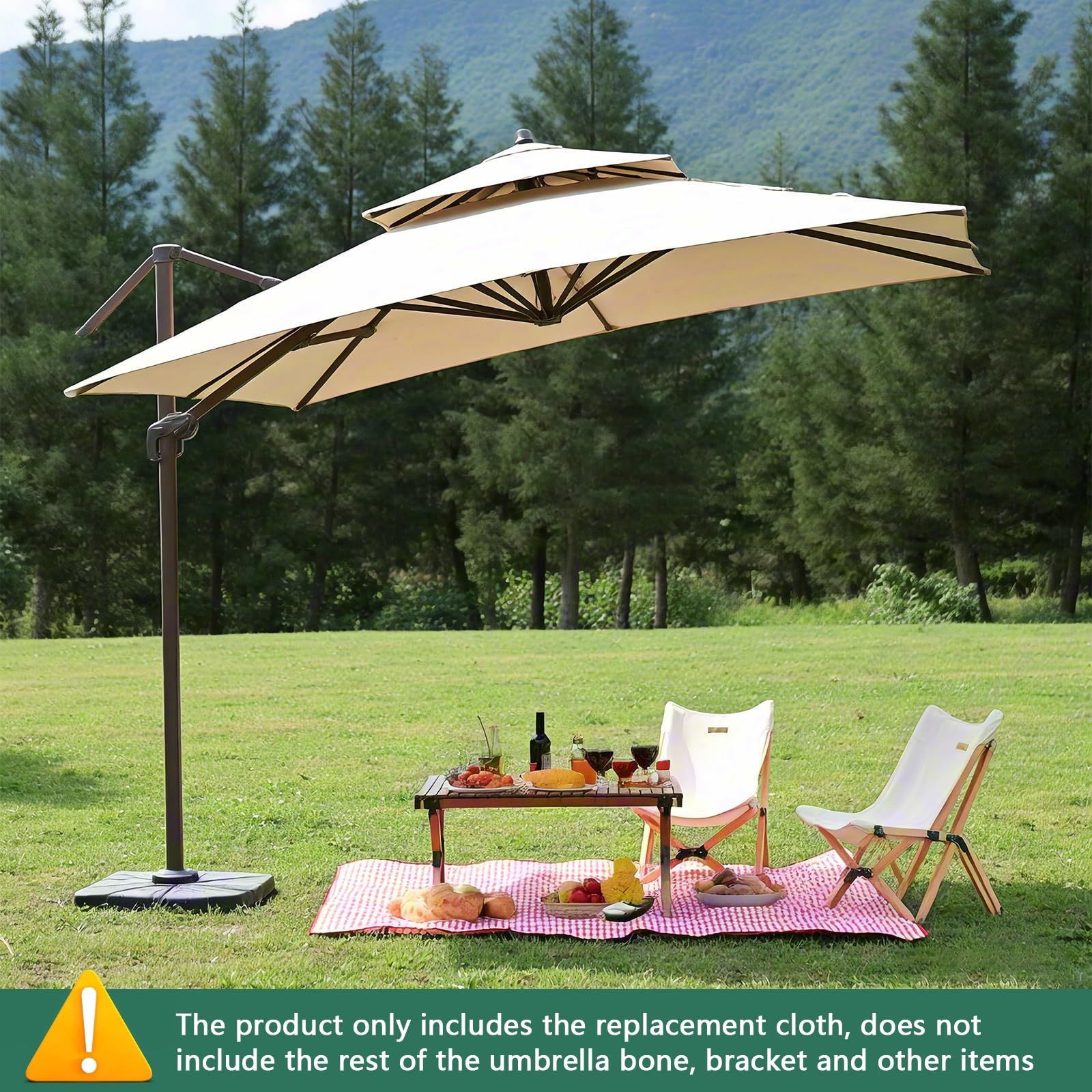 300x300cm Toile de Rechange de Parasol Carré, Auvent de Rechange pour Déporté Parasol de Terrasse, Tissu de Rechange pour Parasol de Table D'extérieur, Jardin, Piscine(Wine Red)