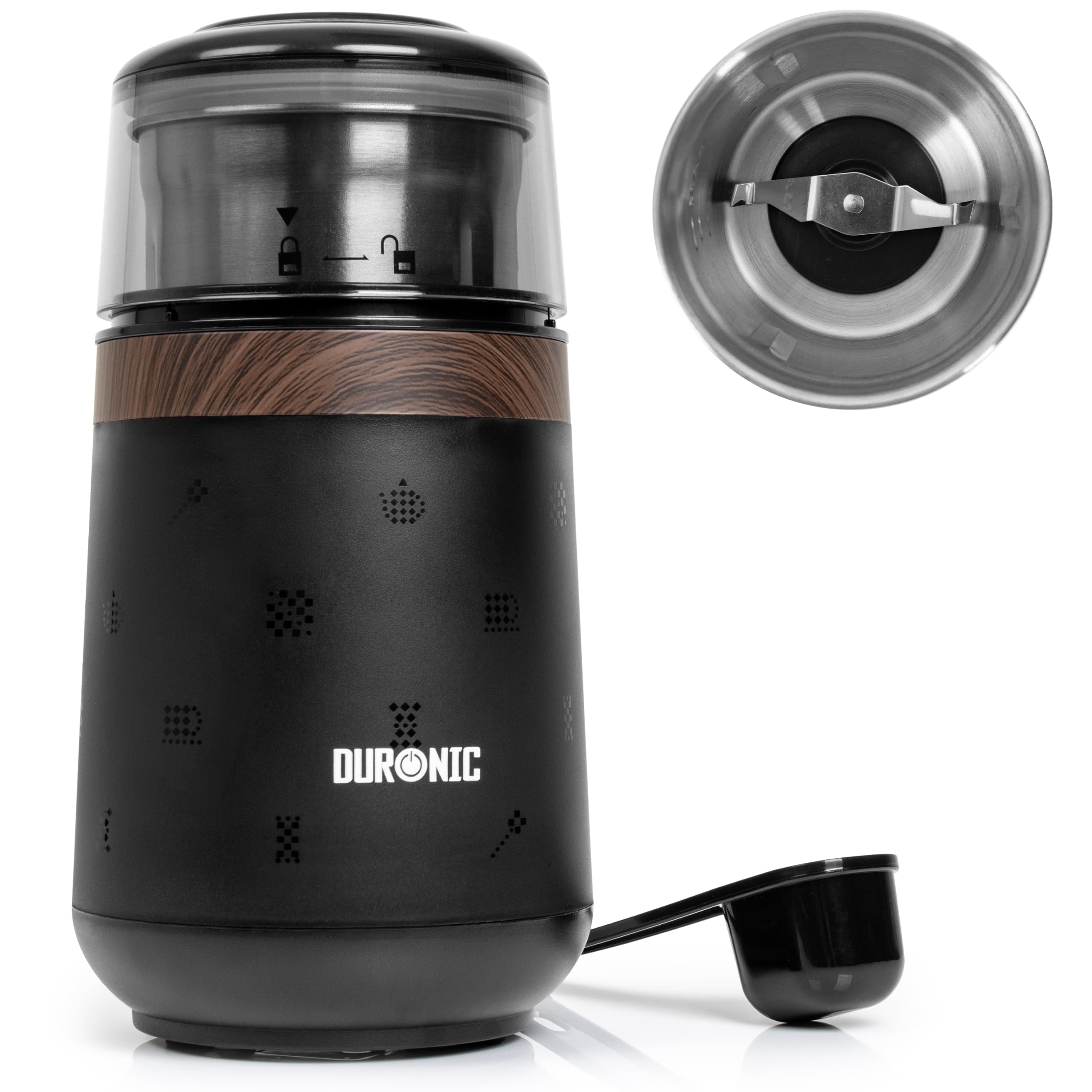 Duronic CG150 Electric Coffee & Spice Grinder, 220ml Dry Grinding Cup Brown