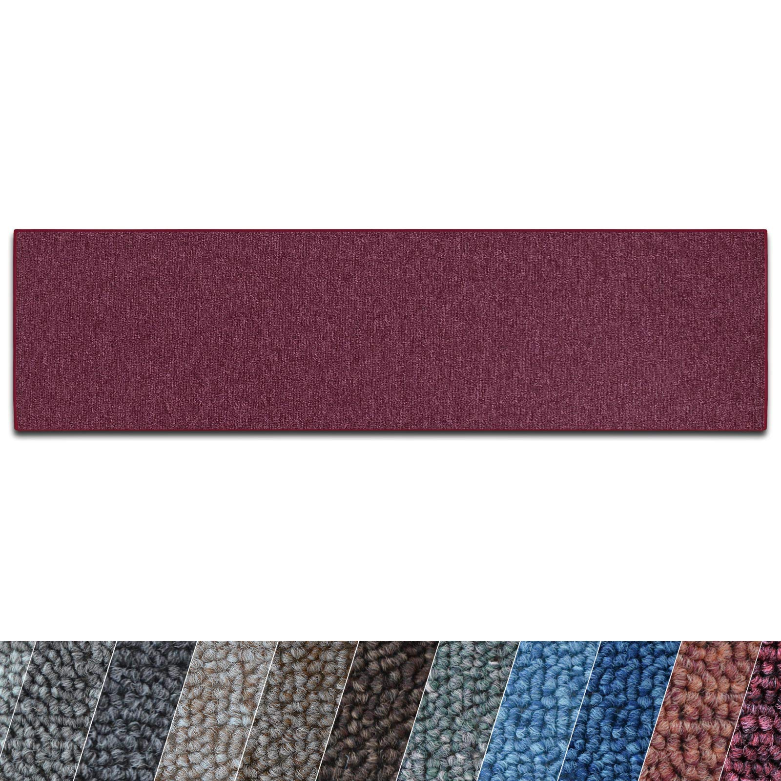 casa pura Carpet Runner for Hallway - Non-Slip Kitchen Runners Made to Measure | Action-Backed Runner Rugs | Matching Stair Treads | Burgundy - 66 x 150 cm
