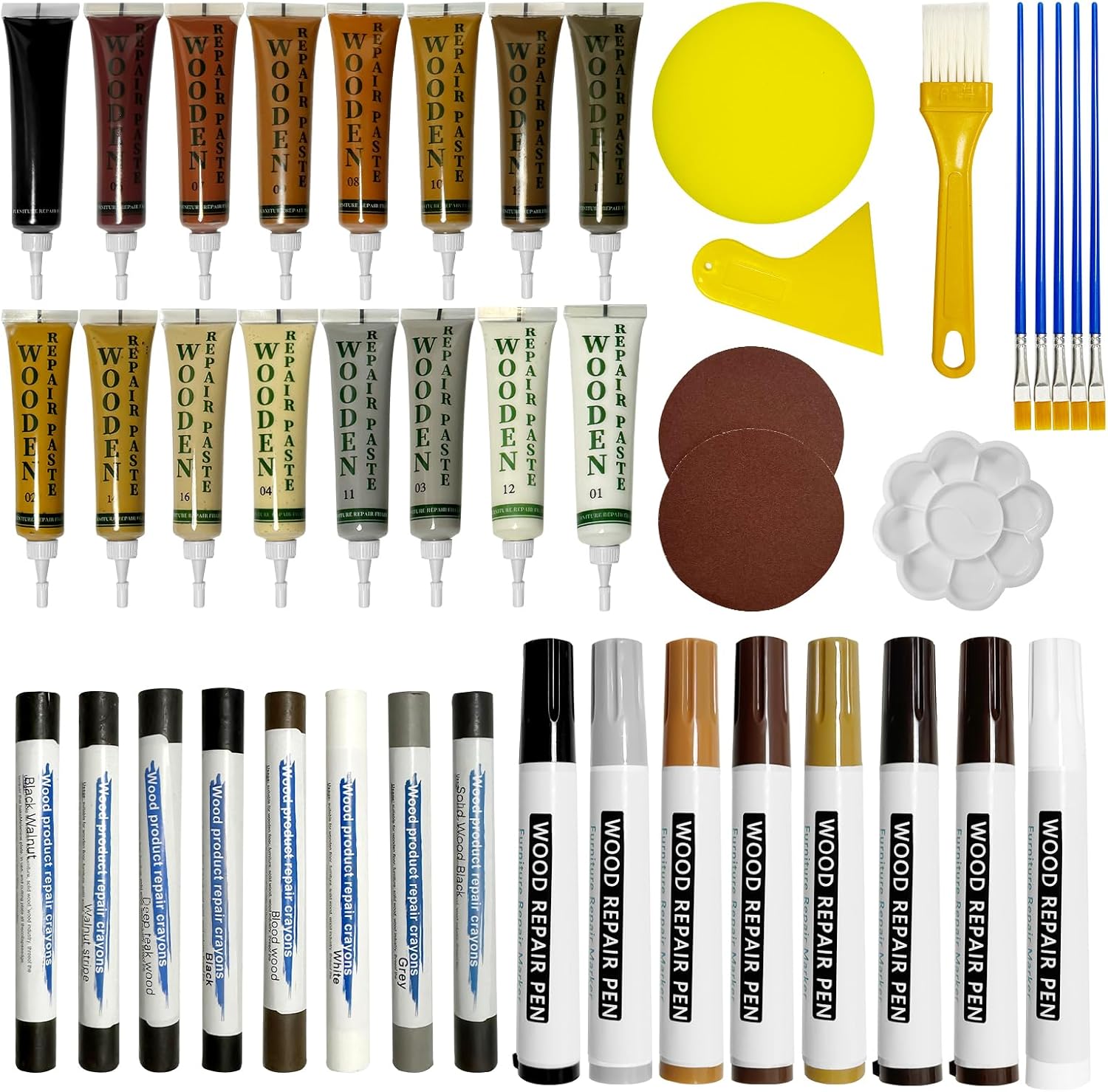 Wooden Furniture Repair kit - a Set of 43 Stain Sticks. Wood Scratch Repair, Floor Scratch Repair, Used for Scratches and Cracks in Wooden Floors, Tables, cabinets, Wooden Doors and Other Hardwood