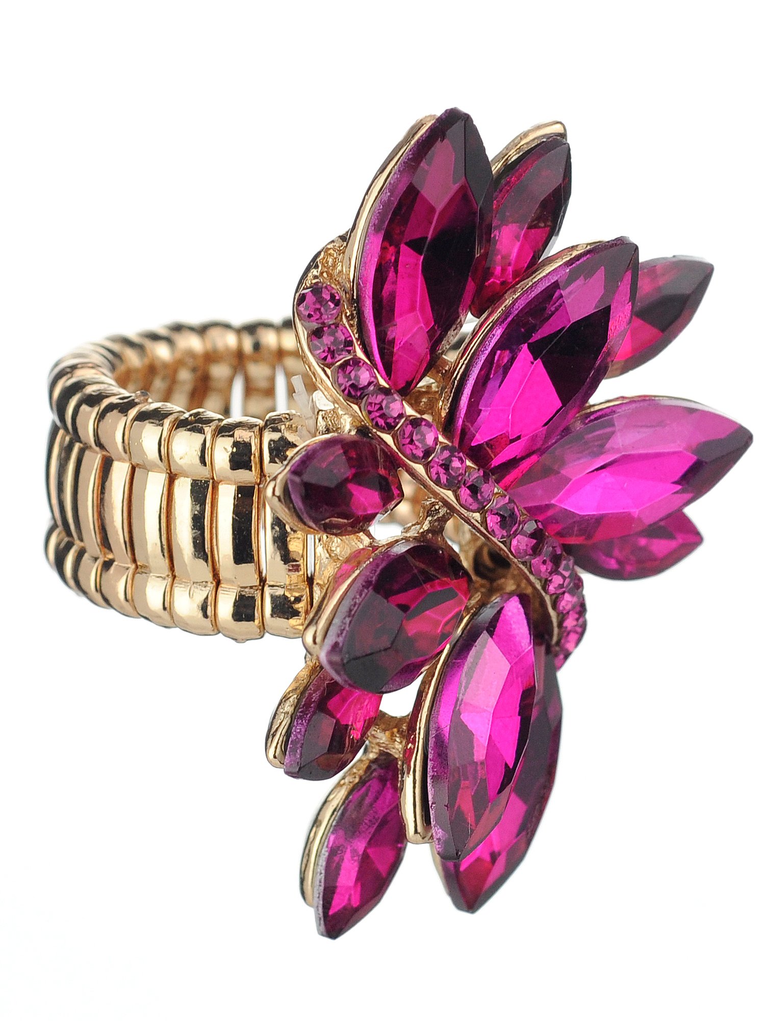 NYFASHION101 Women's Vine Marquis Stone Stud Fashion Stretch Ring