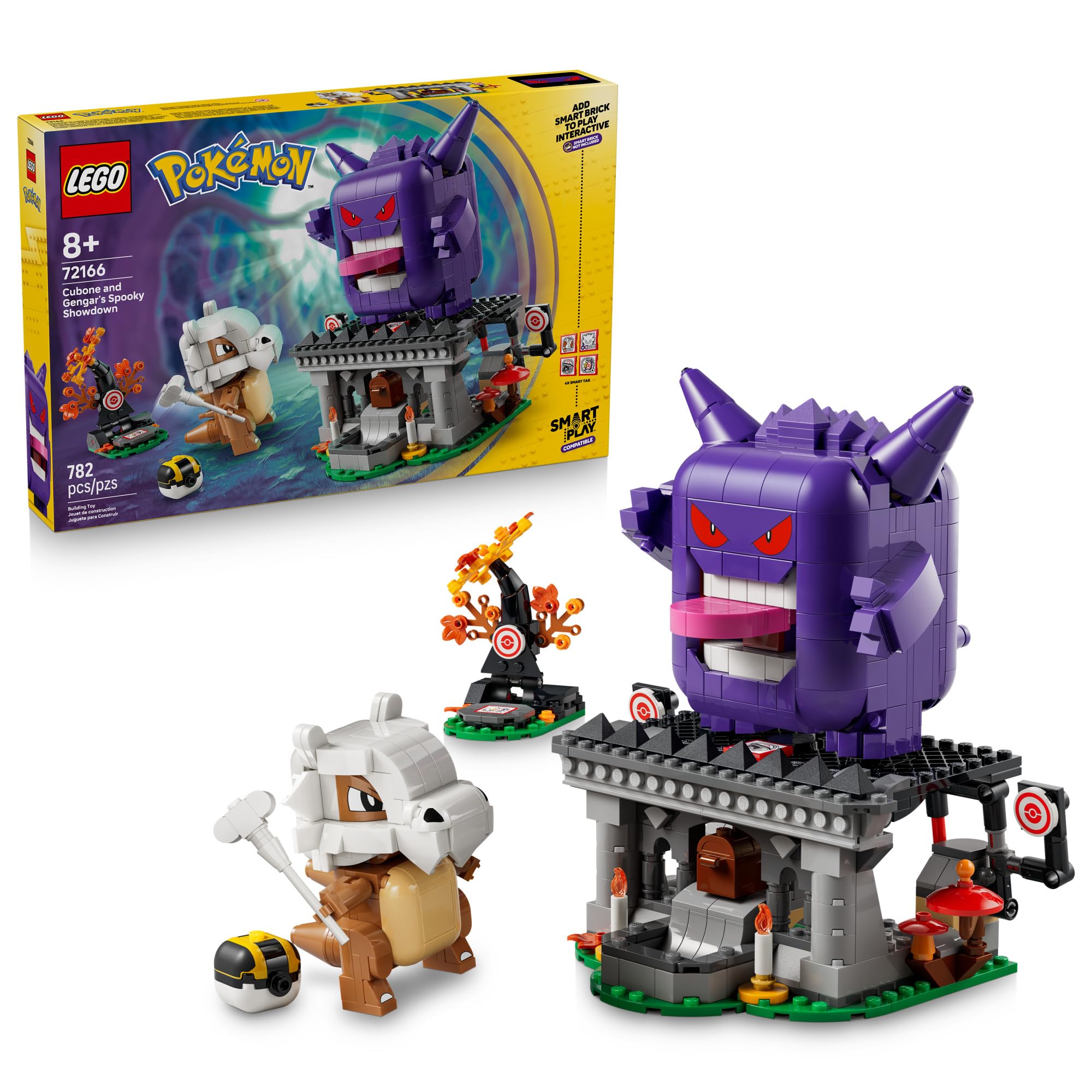 LEGO Pokémon SMART Play: Cubone and Gengar’s Spooky Showdown - Compatible Set with 4 SMART Tags and 2 Pokémon Figures - Interactive Toy - Gift for Boys and Girls, Ages 8+ - 72166