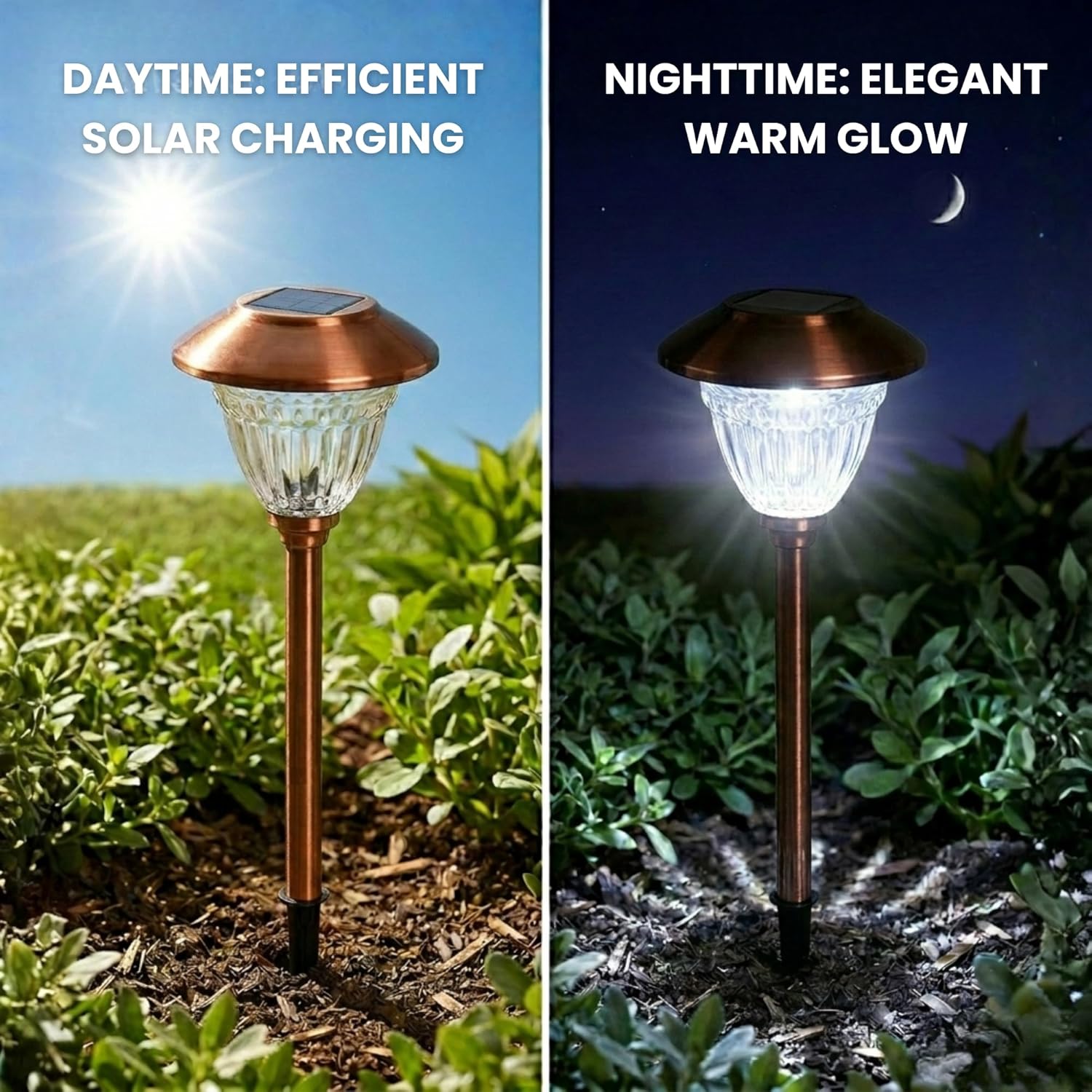 Energizer Solar Garden Lights - 10 Pack Solar Powered Outdoor Lights with 10 Lumen Output, Patterned Glass & Metal Finish, IP65 Waterproof Pathway Lights for Patio, Backyard & Home Decor - Copper
