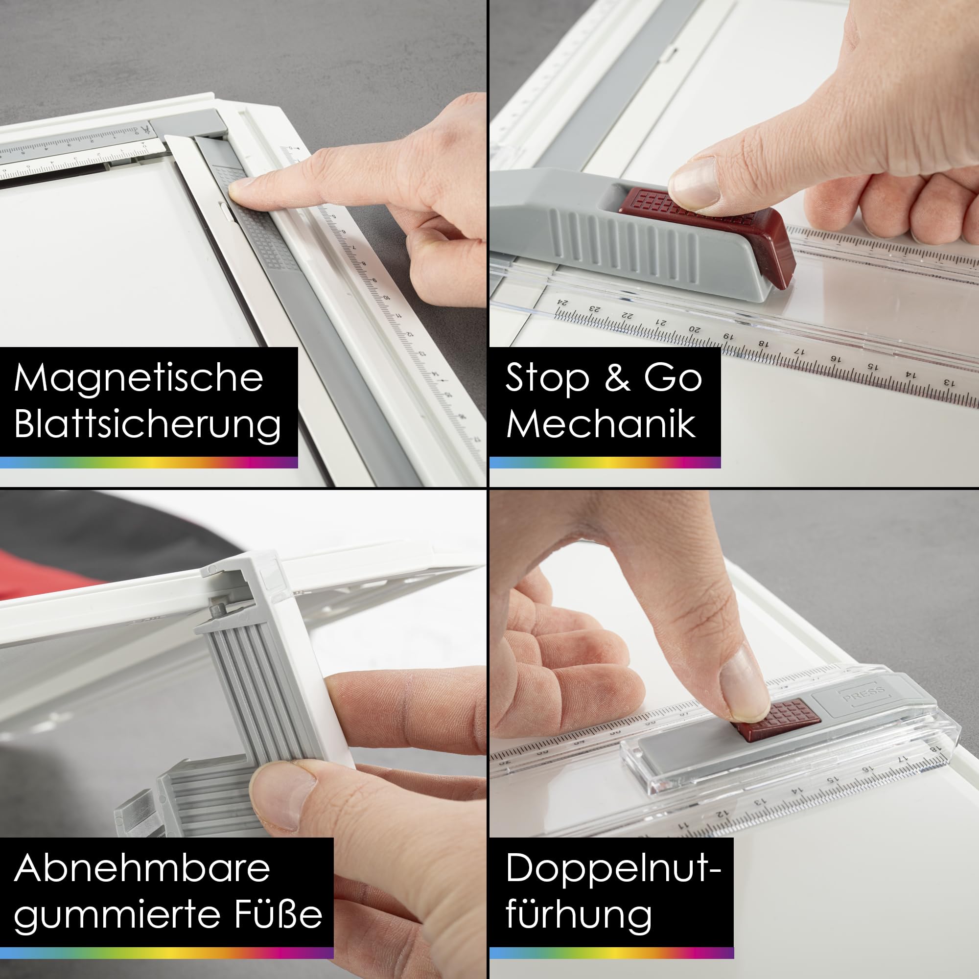 OfficeTree Zeichenplatte A3 - Inkl. Tragetasche, Schiebelineal, Geodreieck uvm. - Zeichenbrett A3 für exaktes Arbeiten - DIN A3 Zeichenplatte, Weiß