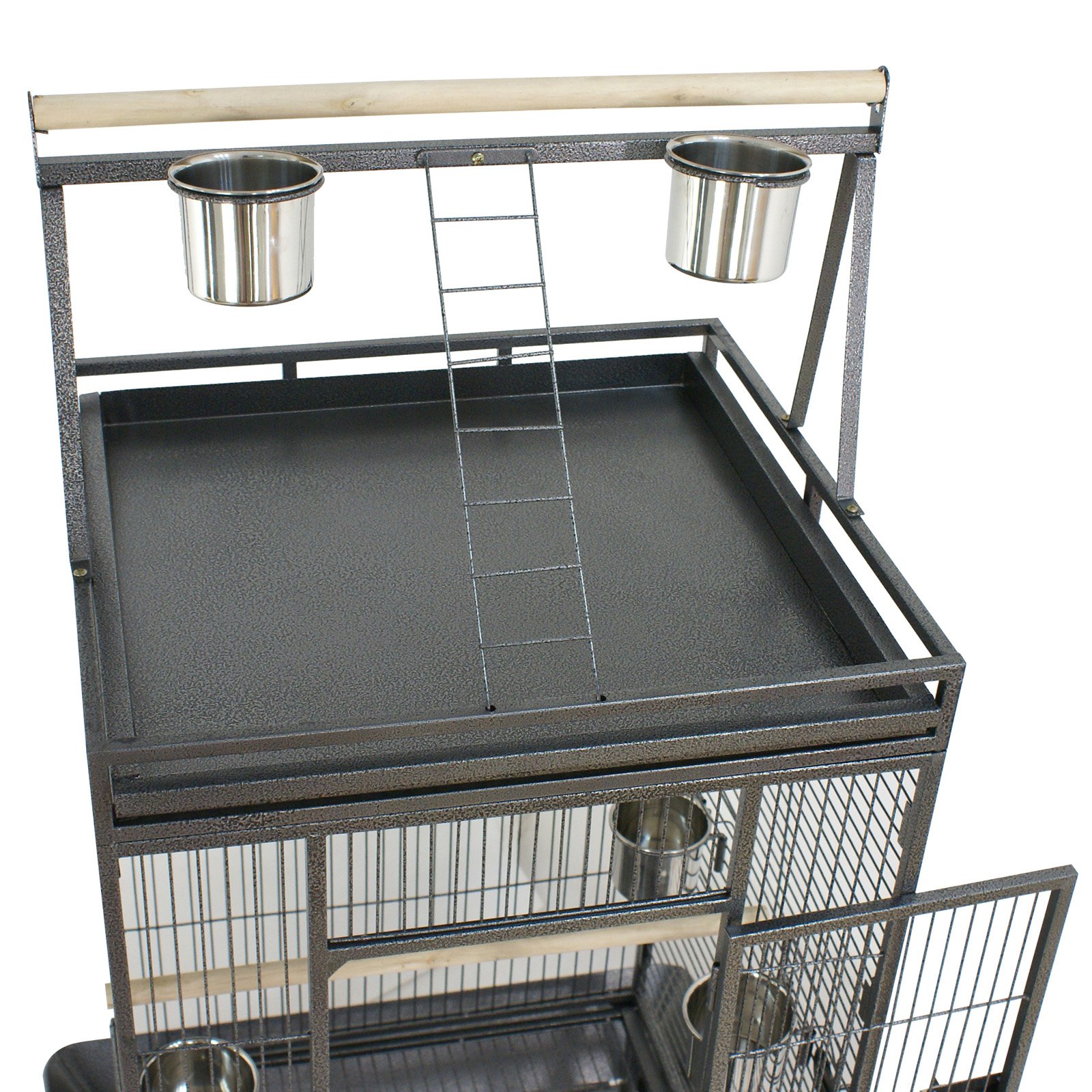 ZENY 68-Inch Birdcage, Playtop Parrot Cage, Wrought Iron Bird Cage with Rolling Stand, Heavy-Duty Pet Bird House for Parrot Cockatiel Cockatoo Parakeet Macaw Finches, Black - image 7