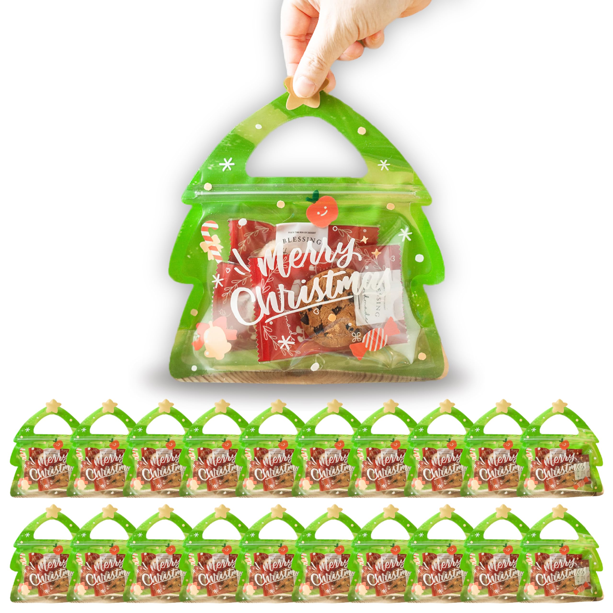 AOKELEON Bolsas de dulces para árbol de Navidad, 100 unidades (árbol de Navidad)