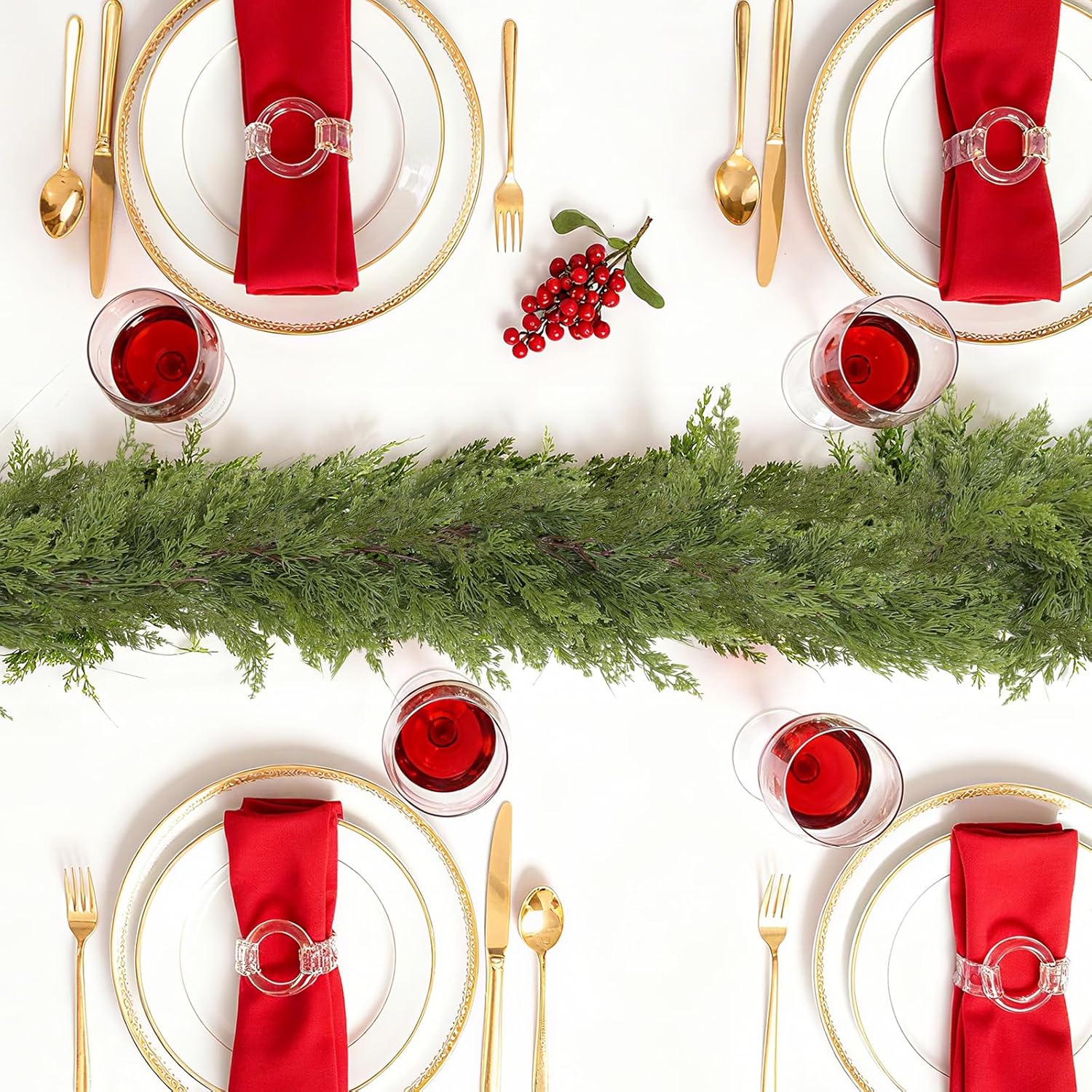 6FT Real Touch Cedar Garland, Christmas Artificial Cedar Garland, Artificial Cypress Leaf Vine Wreath for Mantle/Table/Stairs/Outdoor Indoor Christmas Decorations (2PCS) - Image 6