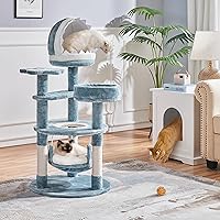 Vista 2 de Yaheetech Árbol para Gatos con Temática Oceánica de 45.5 Pulgadas, Torre para Gatos de Múltiples Niveles, Muebles de Felpa para Mascotas con Nido