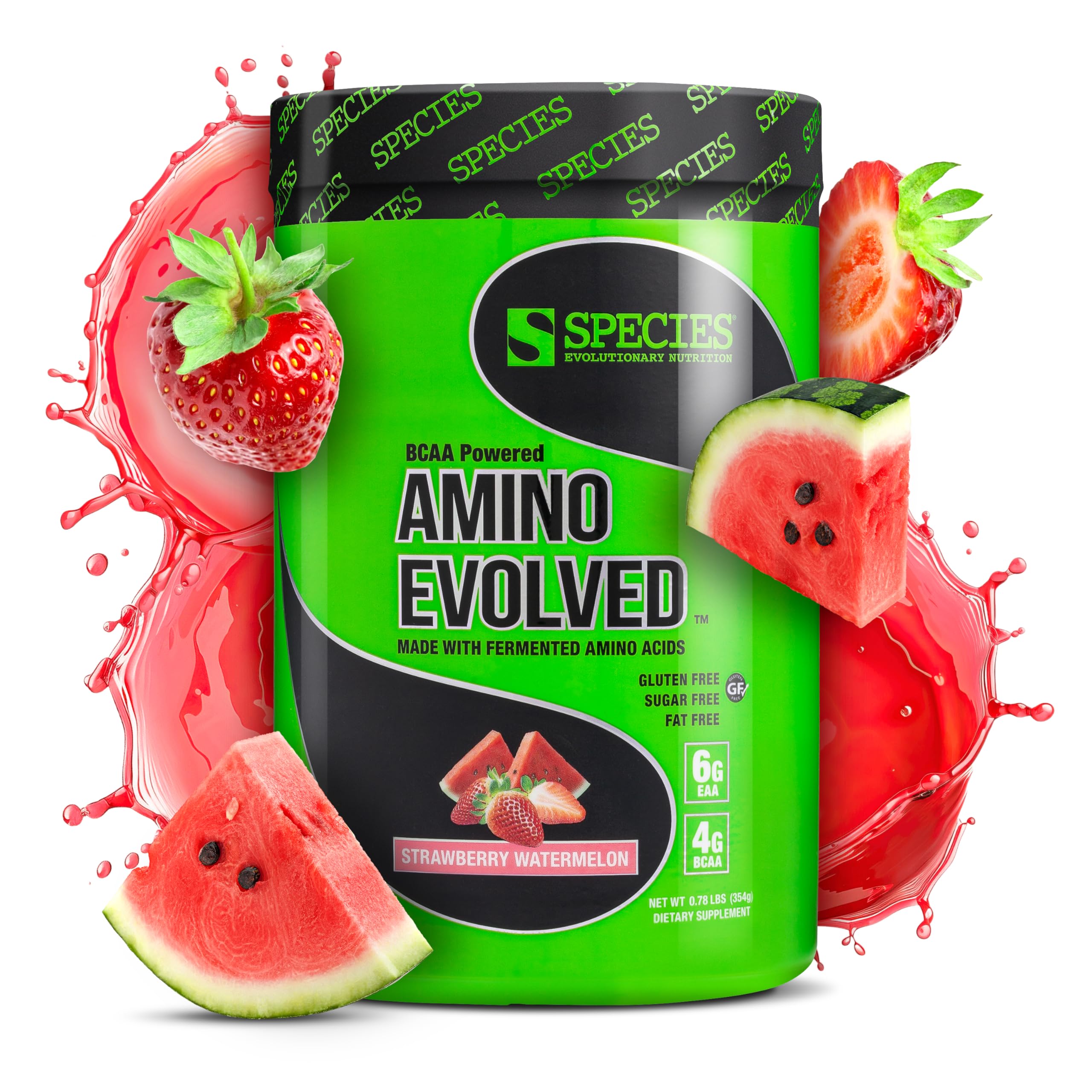 Amino Evolved EAA & BCAA Powder, Fermented Amino Acids, Branched Chain Amino Acid Muscle Recovery & Endurance, Pre & Post Workout Supplement (Strawberry Watermelon, 30 Servings)
