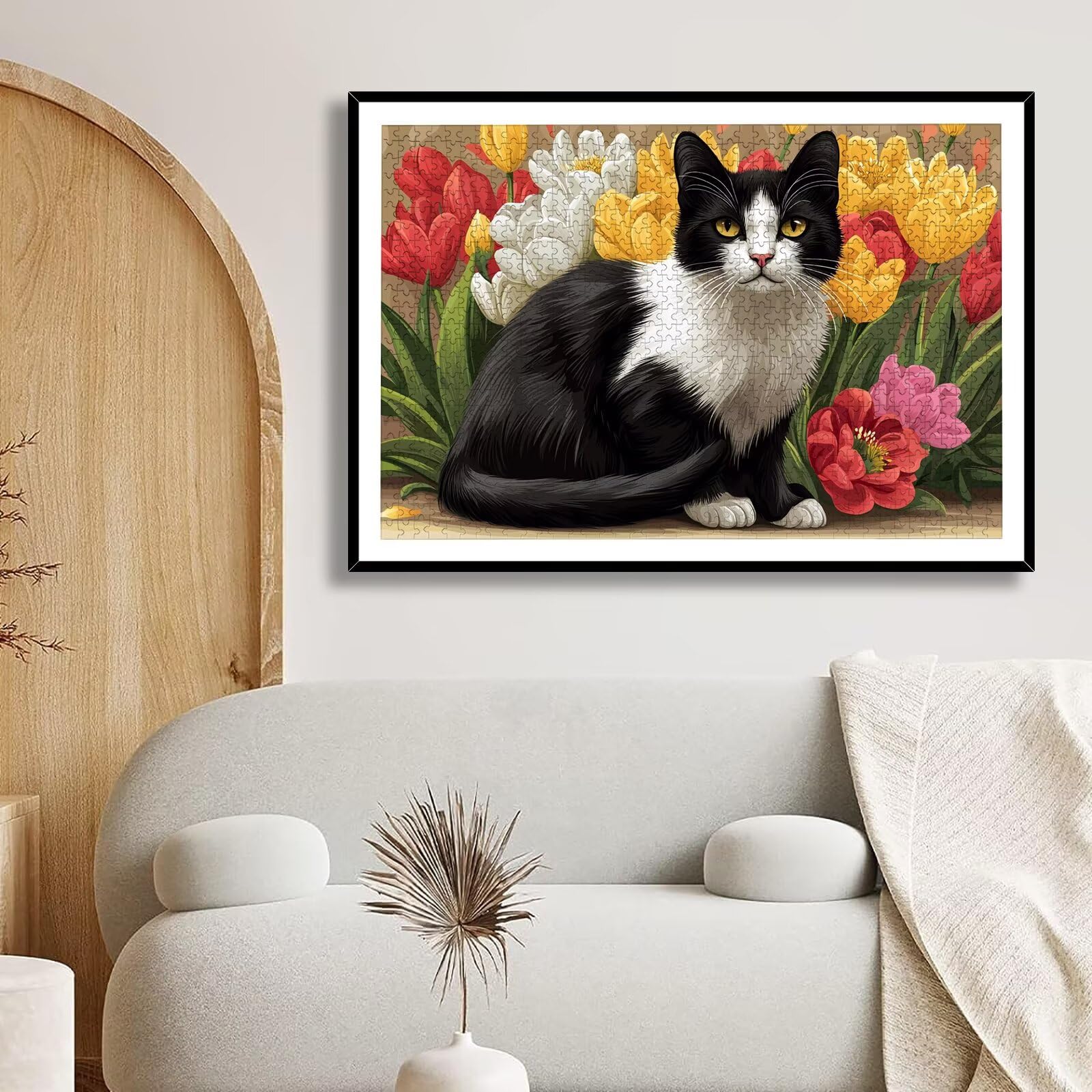 Puzzle 1500 Pièces Chat, Puzzle 1500 Pièces Adultes et Enfants, Puzzles Bois avec Une Boîte d'emballage Exquise, Jeu Éducatif Puzzles Fleur, Decoration Maison, Cadeau Femme, Cadeau Homme, -7707