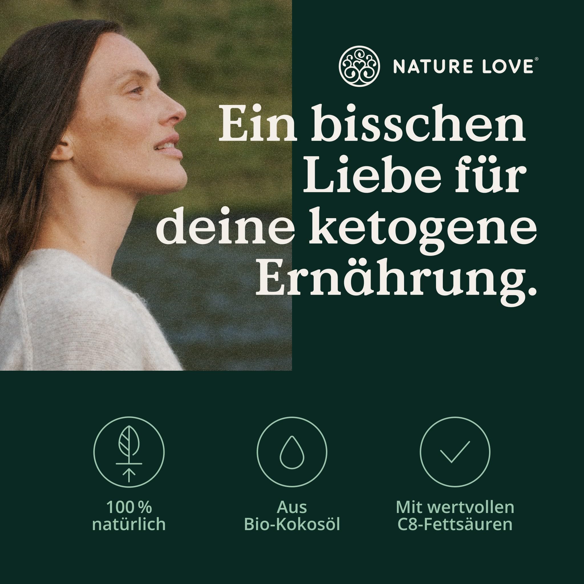 NATURE LOVE® Bio MCT-Öl C8 – 500ml für deine Keto Diät – aus 100% Bio-Kokosöl – für Ketogene Ernährung - geschmacks- und geruchsneutral – exogene Ketone – vegan - 2