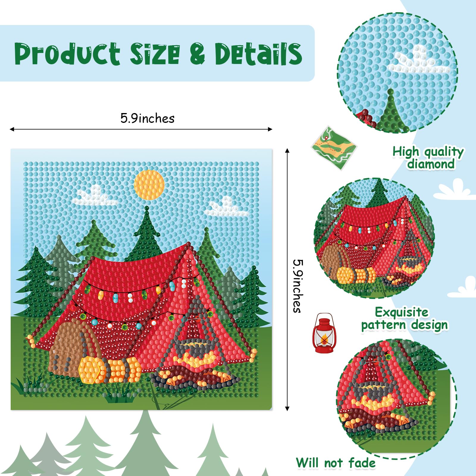 Cheerupp 4 Pcs Camping Theme Diamond Art Kits - Image 4