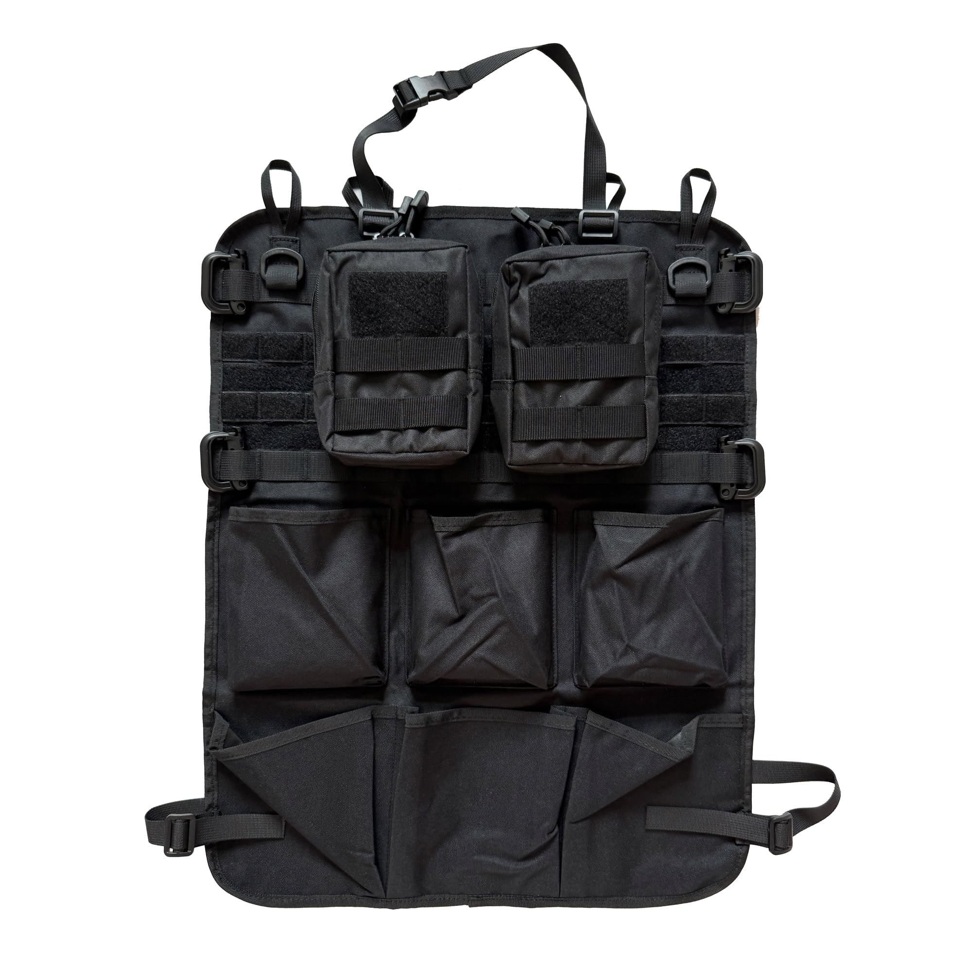 Taktischer Autositz Organizer 42x62cm Sitzrücken-Organizer mit 6 Taschen 2 Abnehmbaren Taschen 4 D-Haken Schwarz
