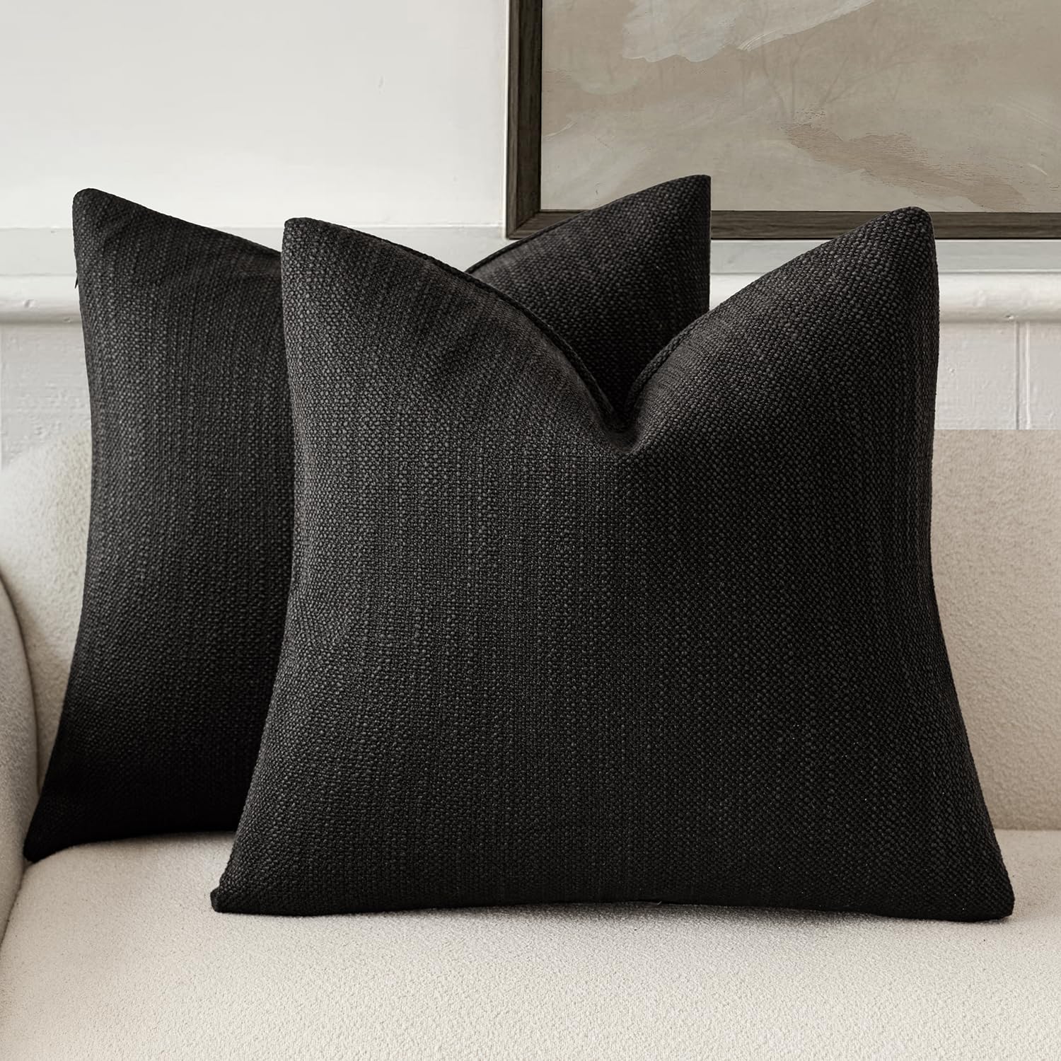 Housse de coussin 55x55 cm noire pour masquer vos vieux coussins de canapé