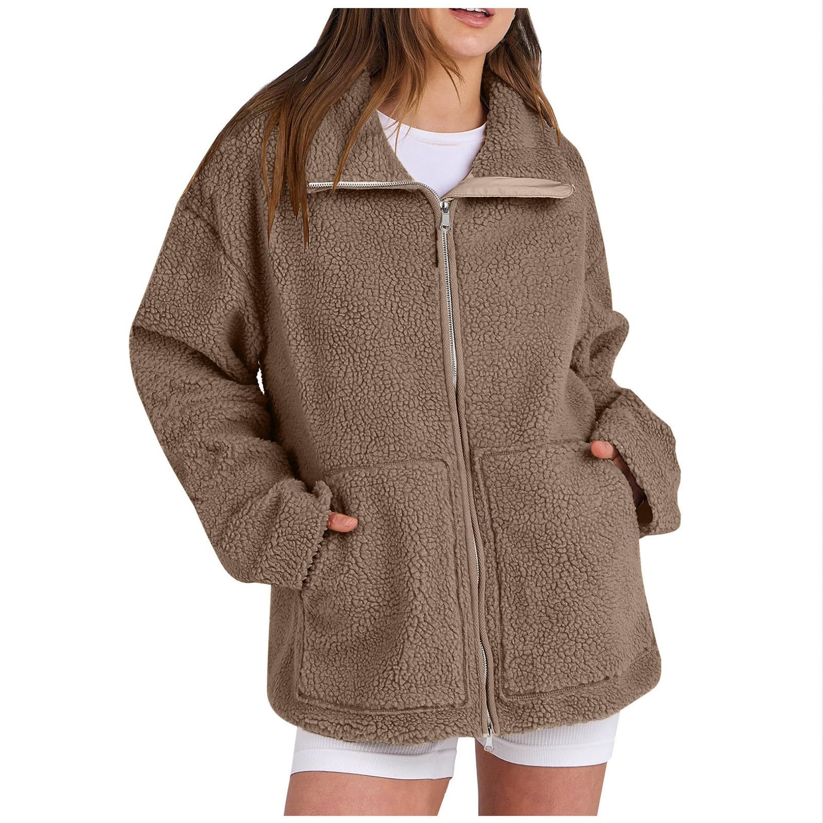 2023 Veste Polaire Femme Casual Solide Chaude En Peluche À Capuche À Manches Longues Sweats Blouse Tops Sweat Femme Sweat à Capuche Pull Pull à Capuche Loose Hiver
