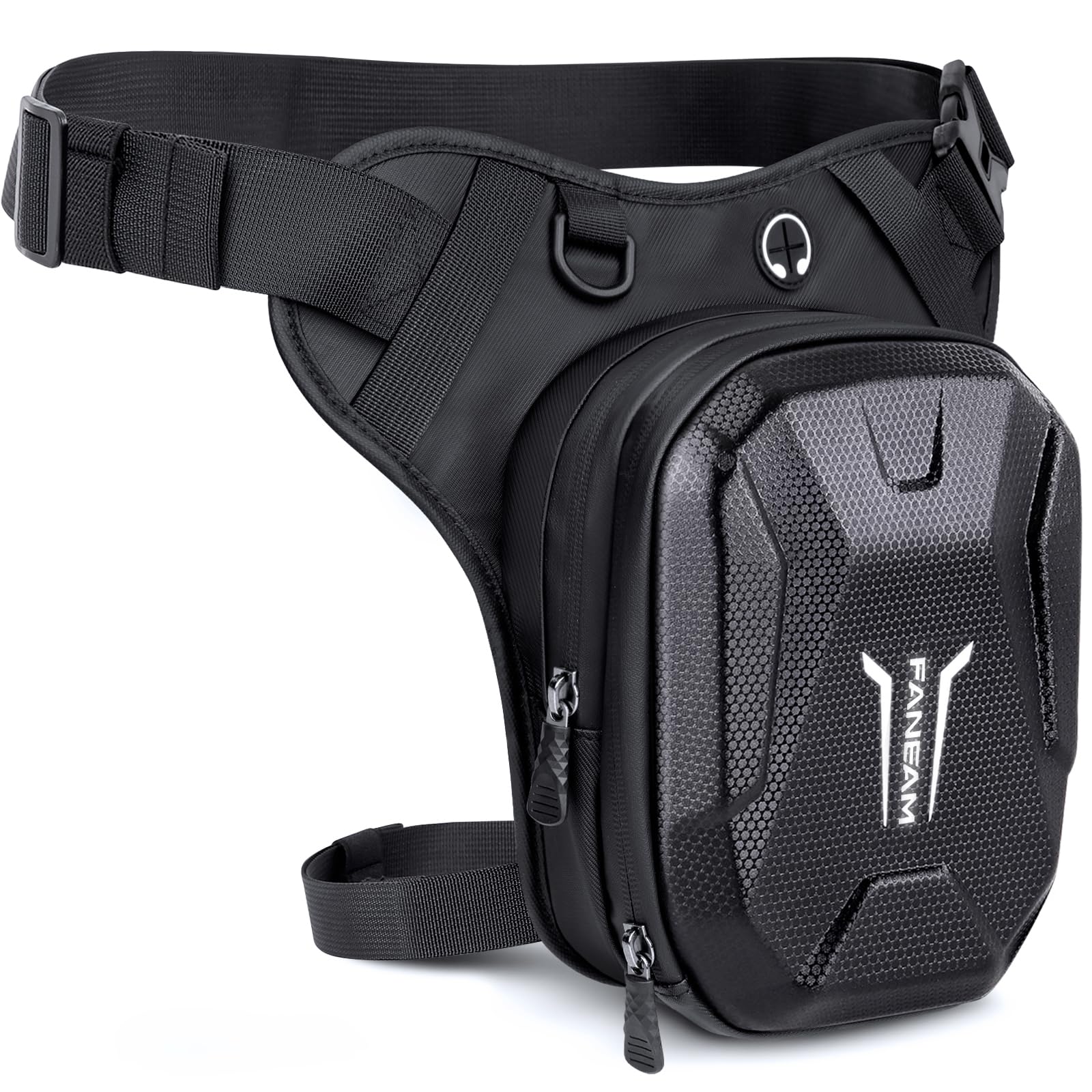 Sacoche de Jambe Moto Homme Sac de Jambe Tactique Imperméable Sacoche de Cuisse Multifontion pour Moto Cyclisme Randonnée avec Sangle Réglable et Amovible (Noir)