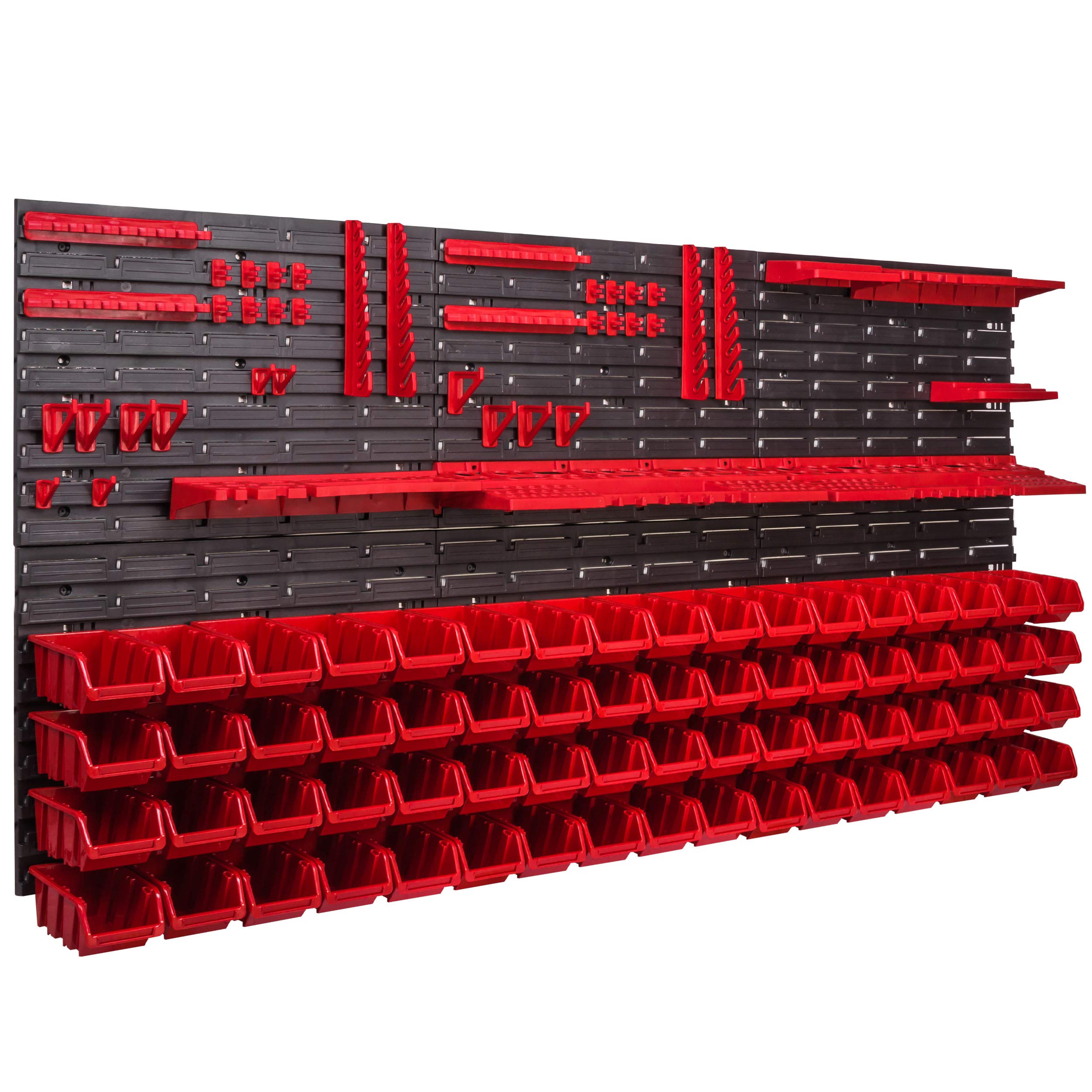 68 cajas apilables de 170 x 78 cm, estantería de pared, soporte de herramientas, sistema de almacenamiento de plástico,