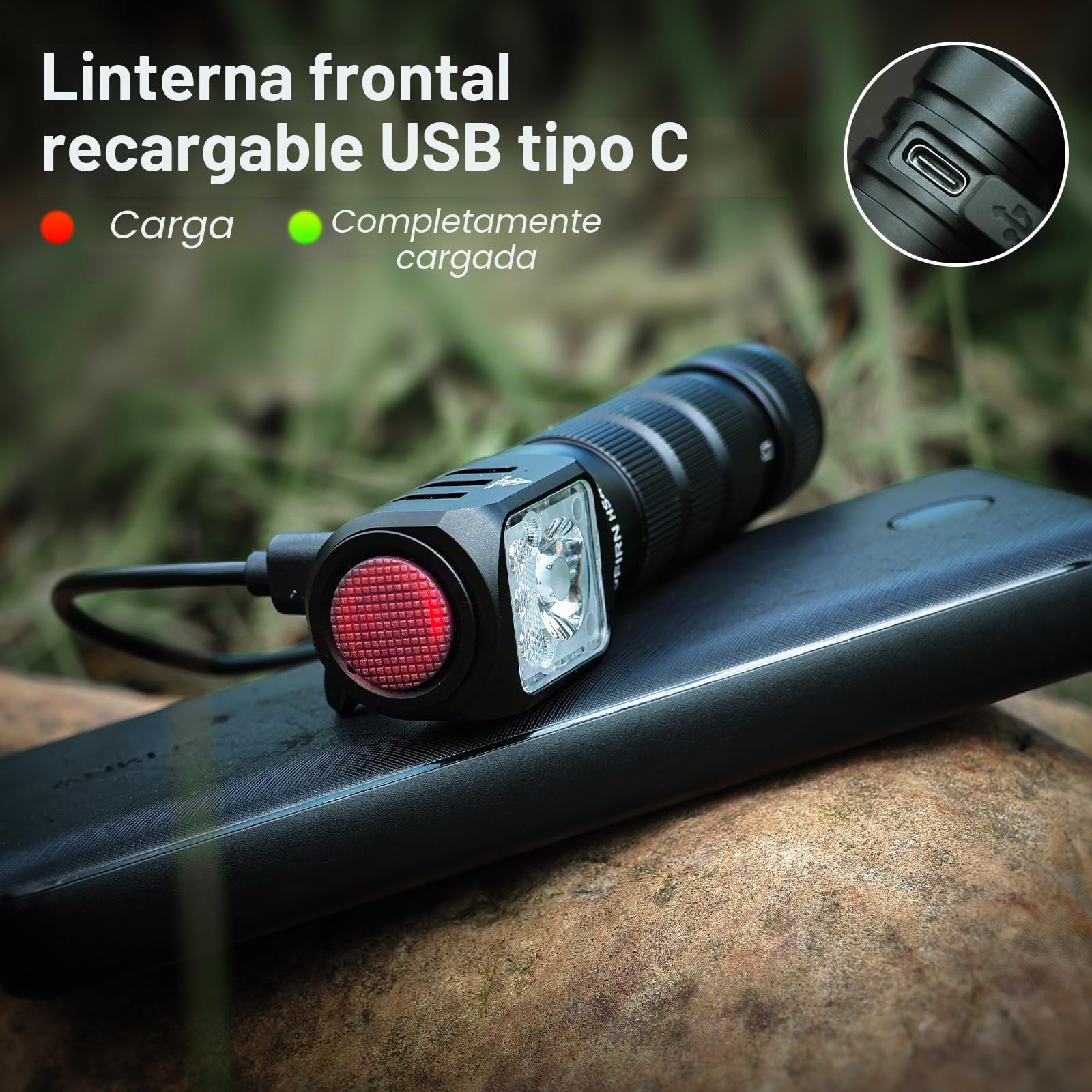 Sofirn HS42 faro 2000 lúmenes, faros para adultos recargable, linterna de luz roja rectangular, linterna con base magnética, linterna LED para camping, IP66 impermeable