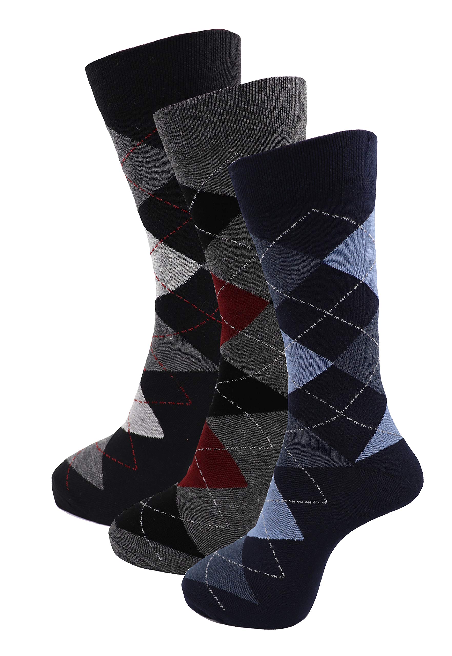 RC. ROYAL CLASS Men's Calf Length Multicolored Cotton Socks (Pack of 3 Pairs)