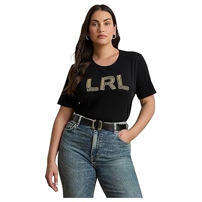 Lauren Ralph Lauren Plus Size Beaded logo Cotton Jersey T Shirts Women