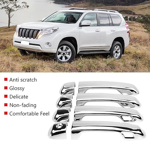 Miniatura 7 de 8 unids Cubierta de manija de puerta de coche galvanoplastia cubierta de manija de puerta Trim para Prado 10-18