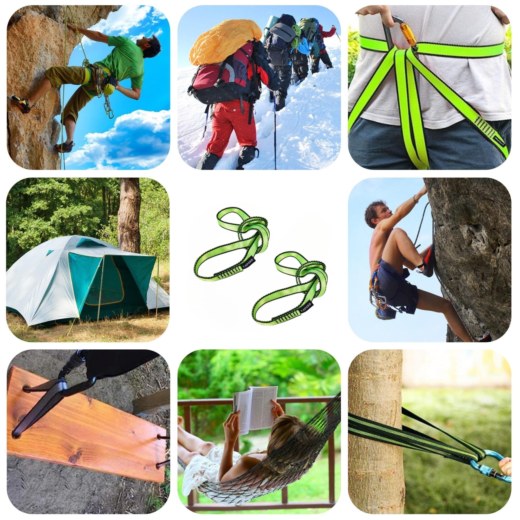 LETTO & TAILOR Zestaw 2 pętli do wspinaczki, 22 kN, do wspinaczki 19 mm, certyfikat CE, nylonowe taśmy 60 cm / 120 cm, do jogi, budowy stoiska, ratownictwa, różne kolory