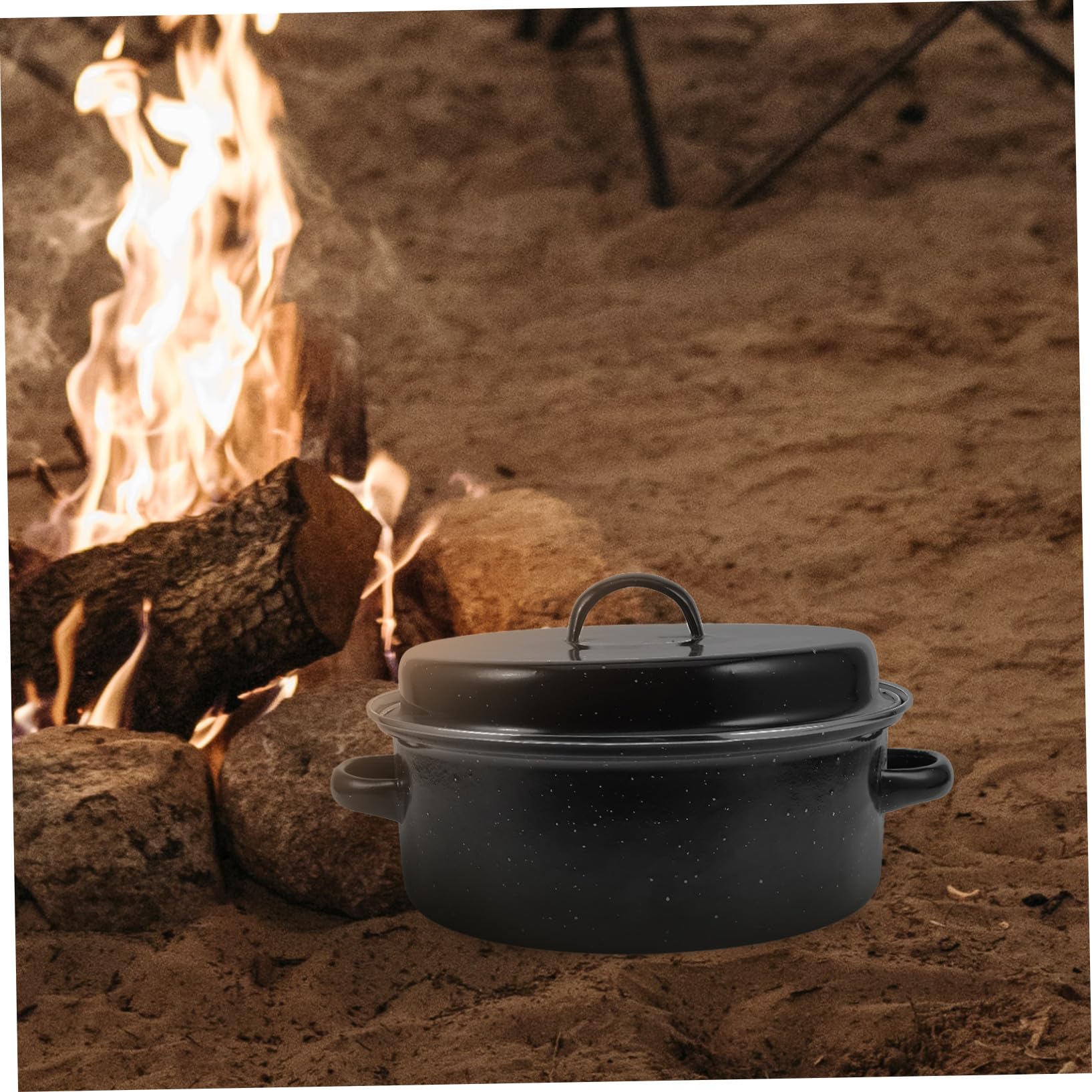 Olla Enameled Para Asar Tapa y Doble Asa Para Cocinar Batatas y Casa Resistente Altas Temperaturas