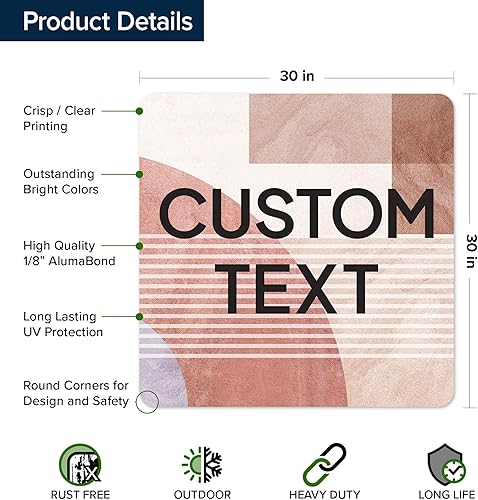 Miniatura 1158 de My Sign Center - Letrero personalizado, 11 colores de fuente, 13 estilos de fuente, 4 opciones de agujero, 22 tamaños, 8 x 32 pulgadas, sin óxido,