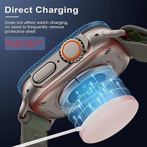 Miniatura 10 de WSKEN Protector de pantalla para Apple Watch Ultra de 1929in vidrio templado 9H  marco de aleación de titanio mantener original sensibilidad táctil