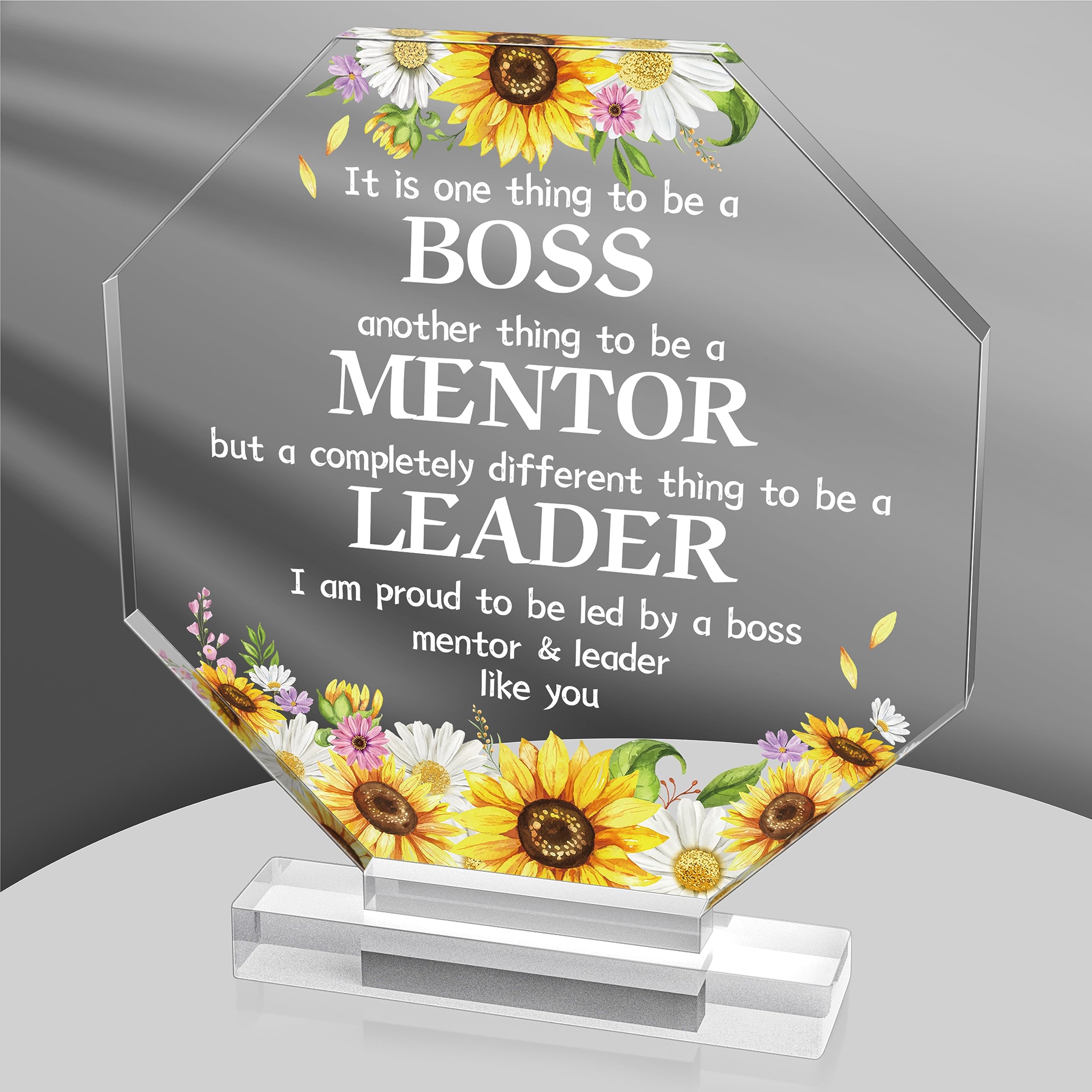 Yopyame Boss Day Gifts - Acrylic Sunflower Boss Appreciation Sign & Paperweight
