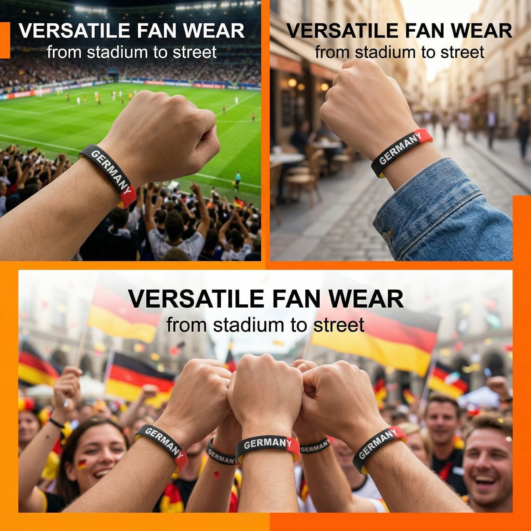 Bracelets en silicone Allemagne 2026 Coupe du monde supporter football sport souvenirs robustes durables