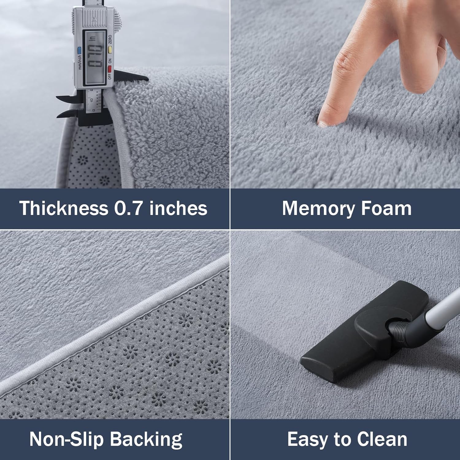 HOMORE Grey Rugs for Living Room 5x7 Feet Shag Rugs for Bedroom Area Rug Modern Soft Rugs for Kids Room,Nursery Dorm Indoor Decor Washable Non Slip Thickened Memory Foam Rug for Classroom