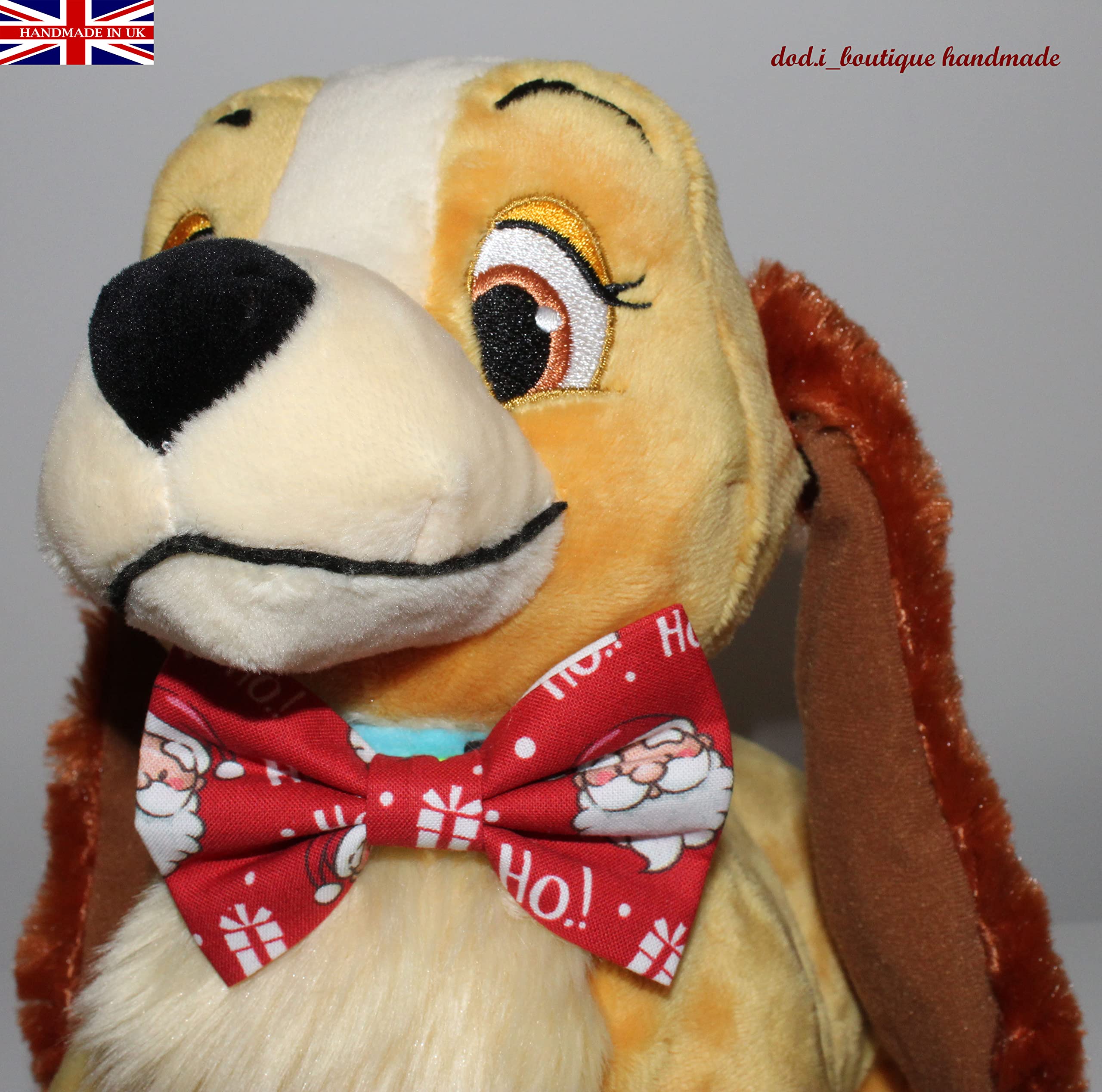 New Dogs Bow Tie Bowtie Christmas SANTA CLAUSE HO HO! RED Elastic Band attach COLLAR ACCESSORY Handmade UK (Santa HO! Large) - Image 3