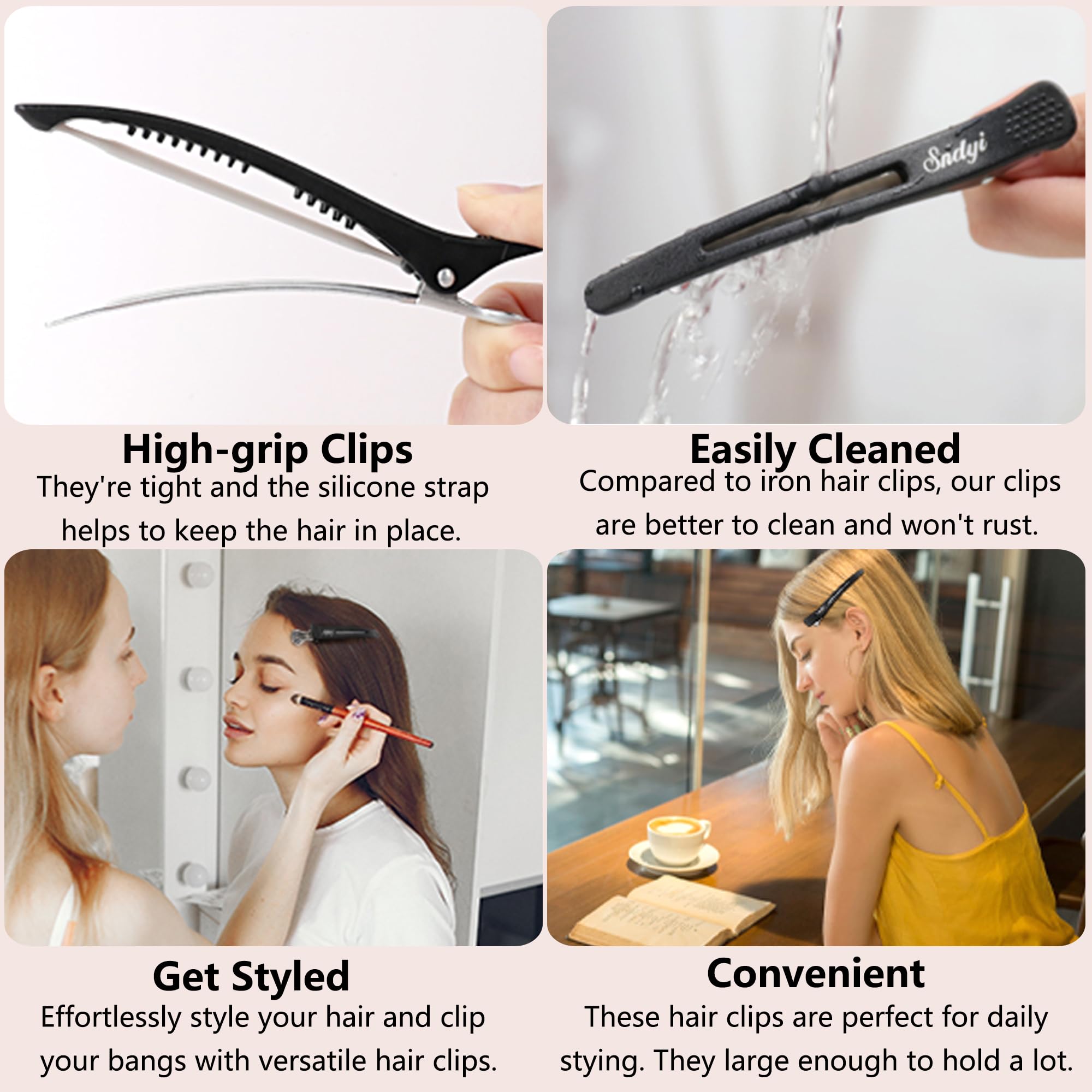 Pack of 6 Section Clips, Hairdresser Clips, Women's Hair Clips, Hair Clips, Hairdressing Supplies, Curler Clips - Image 4